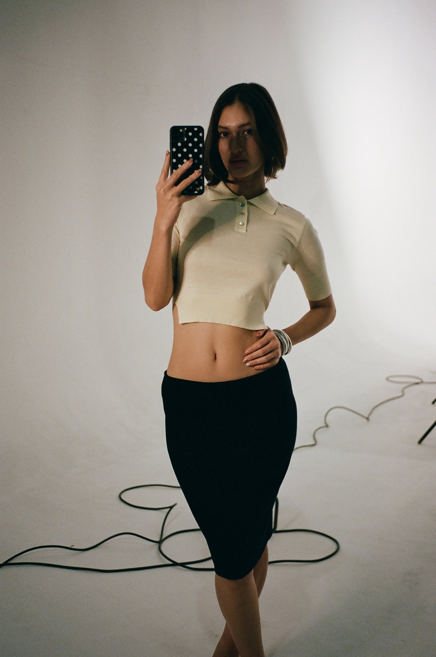 Knit Midi Skirt with Emoji Cut-Outs - Yoru