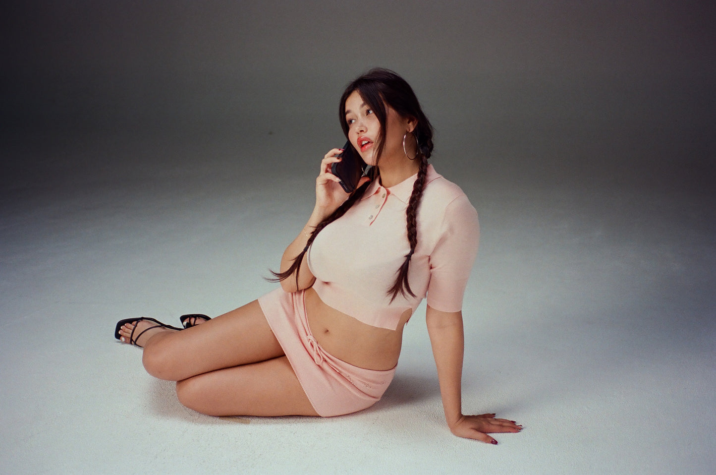 Knit Mini Skirt with Emoji Cut-Outs - Hana