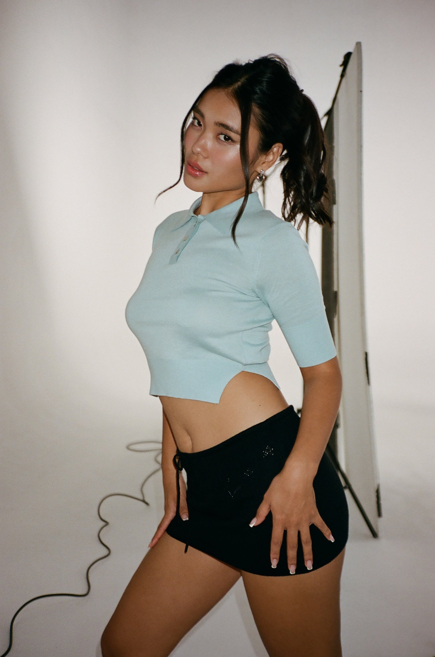 Knit Mini Skirt with Emoji Cut-Outs - Yoru