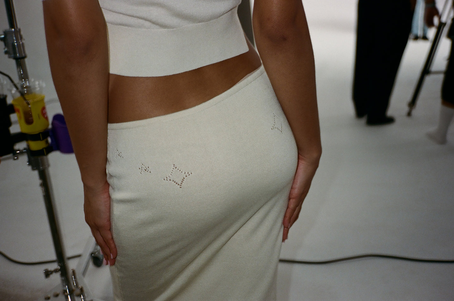 Knit Midi Skirt with Emoji Cut-Outs - Hoshi