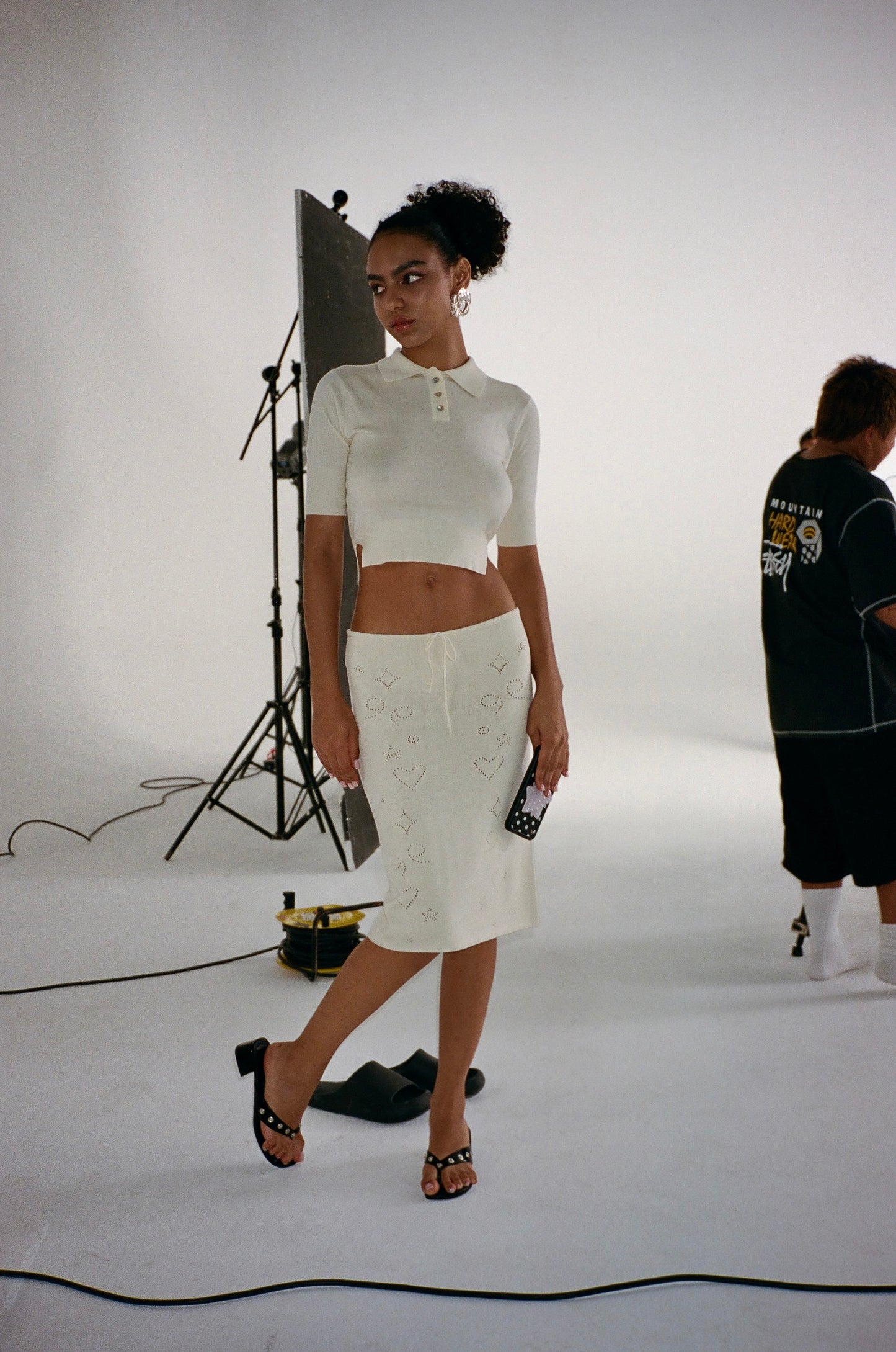 Knit Midi Skirt with Emoji Cut-Outs - Hoshi