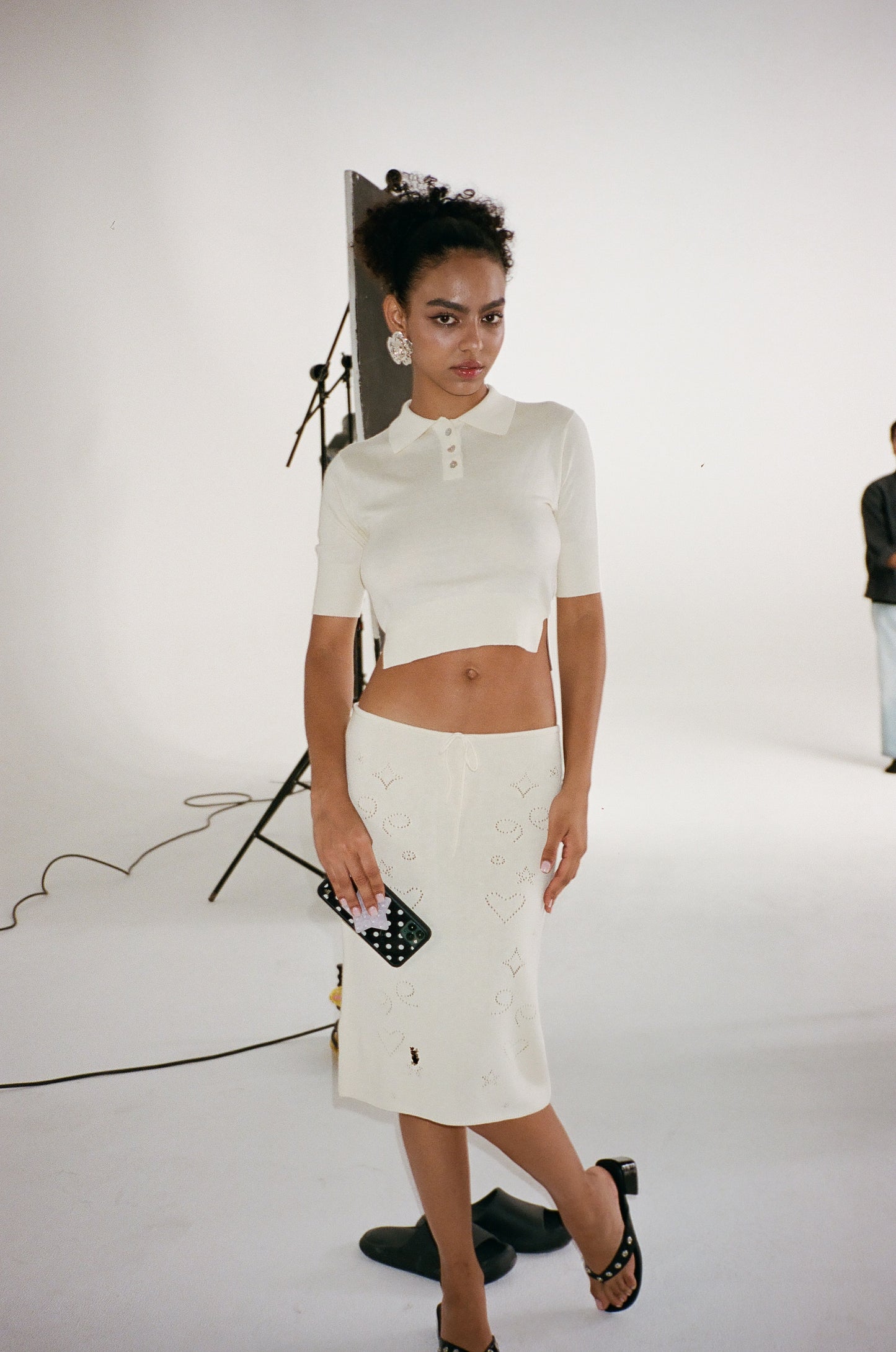 Knit Midi Skirt with Emoji Cut-Outs - Hoshi