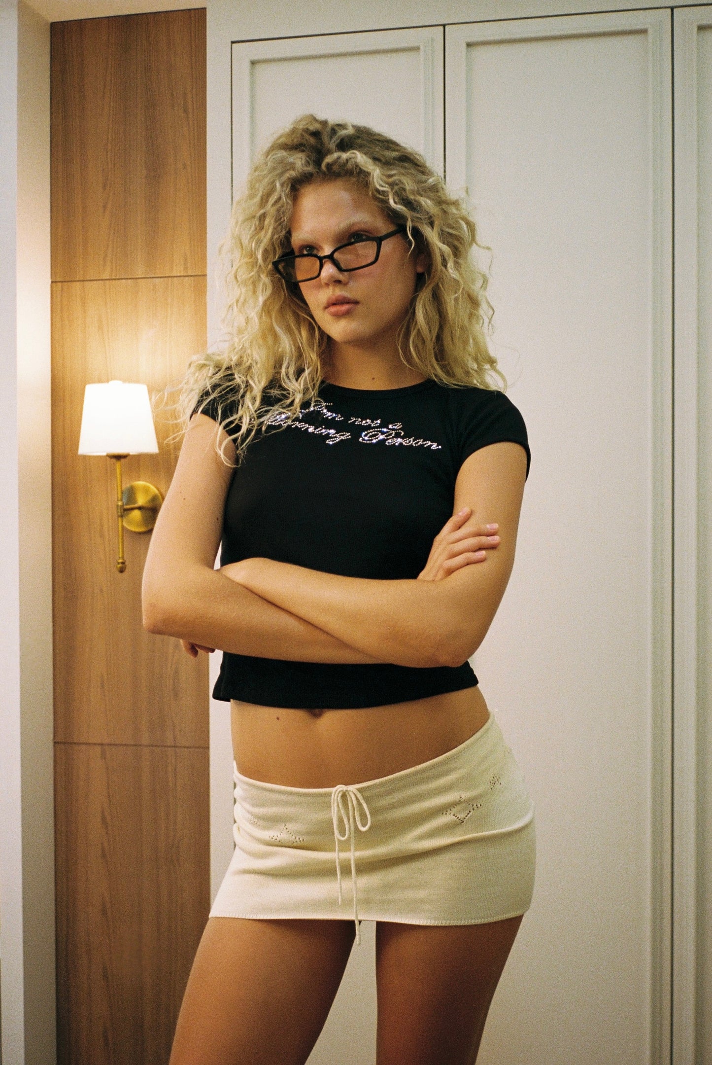 Knit Mini Skirt with Emoji Cut-Outs - Hoshi