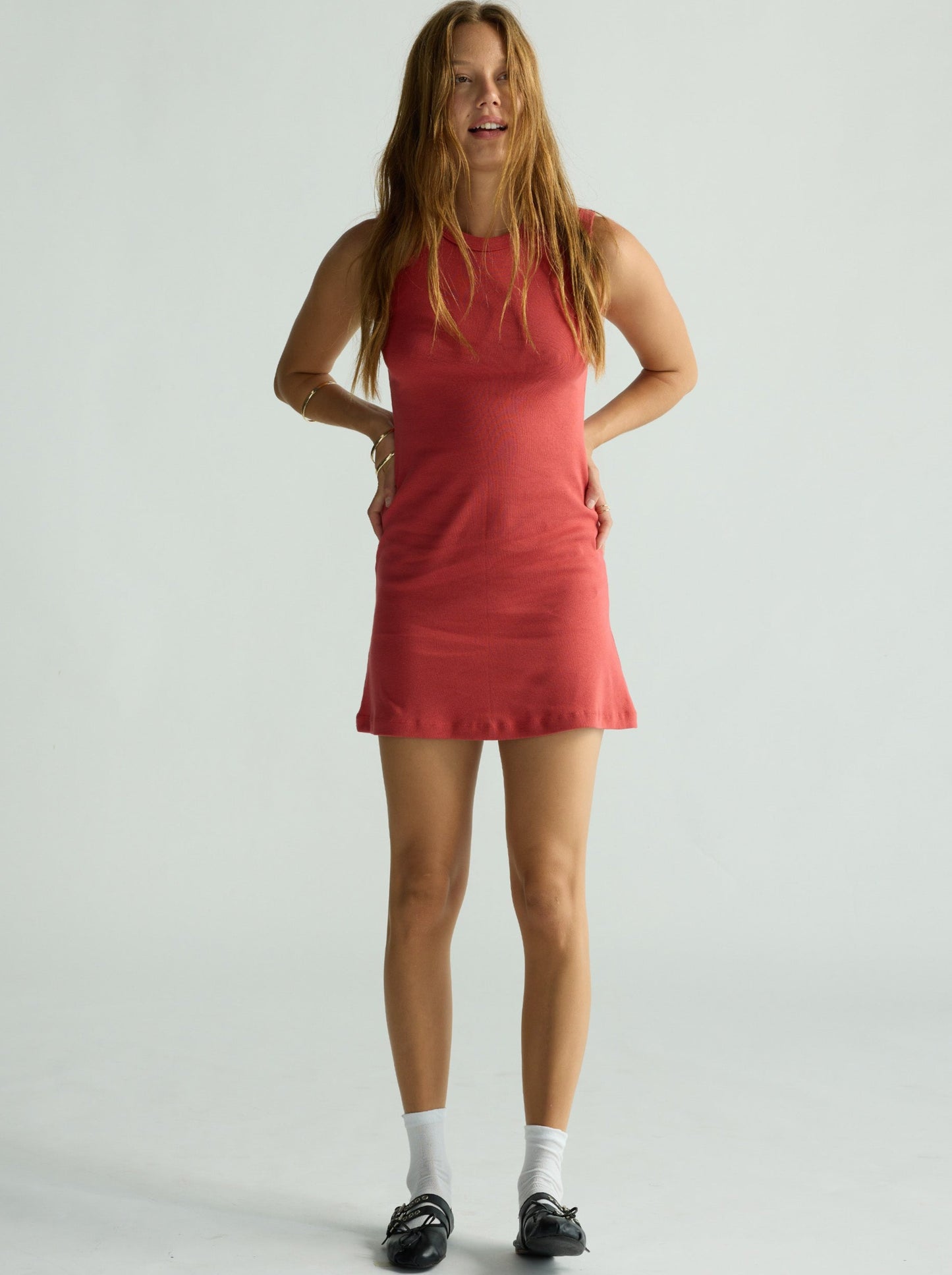 Sleeveless classic mini dress - Sorbet