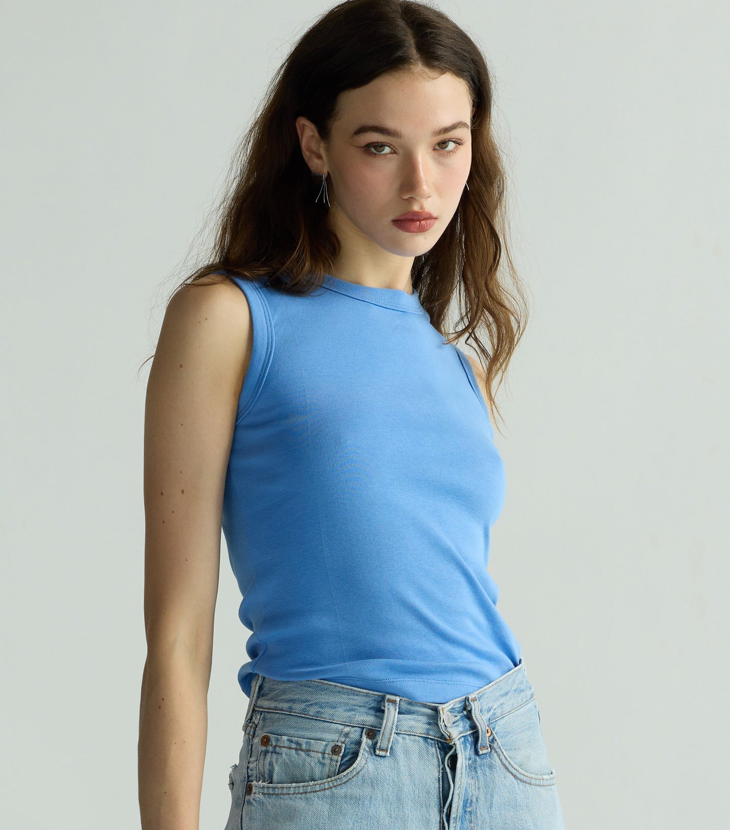 Sleeveless classic tee - Old blue