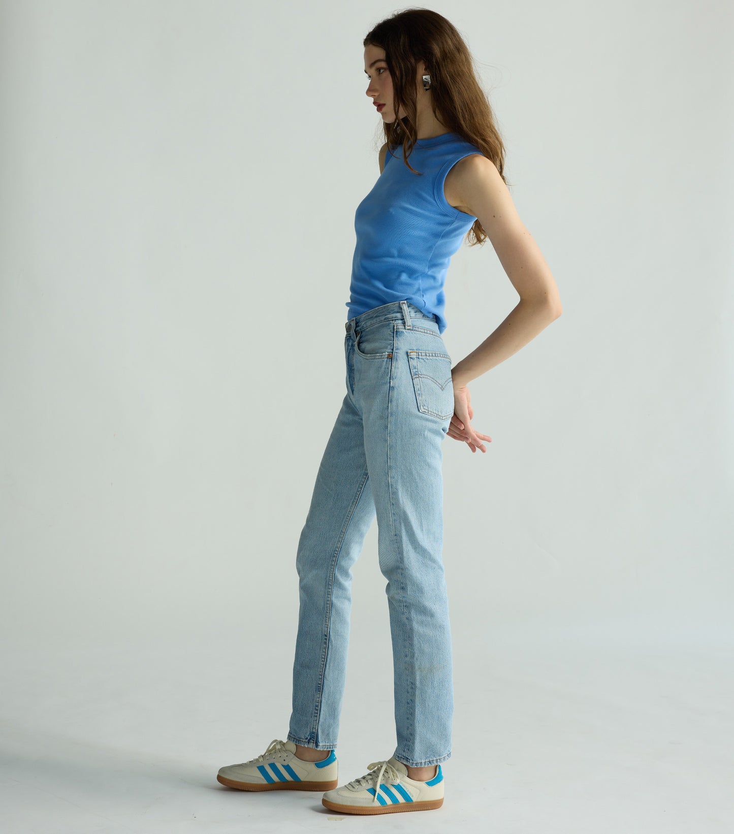 Sleeveless classic tee - Old blue