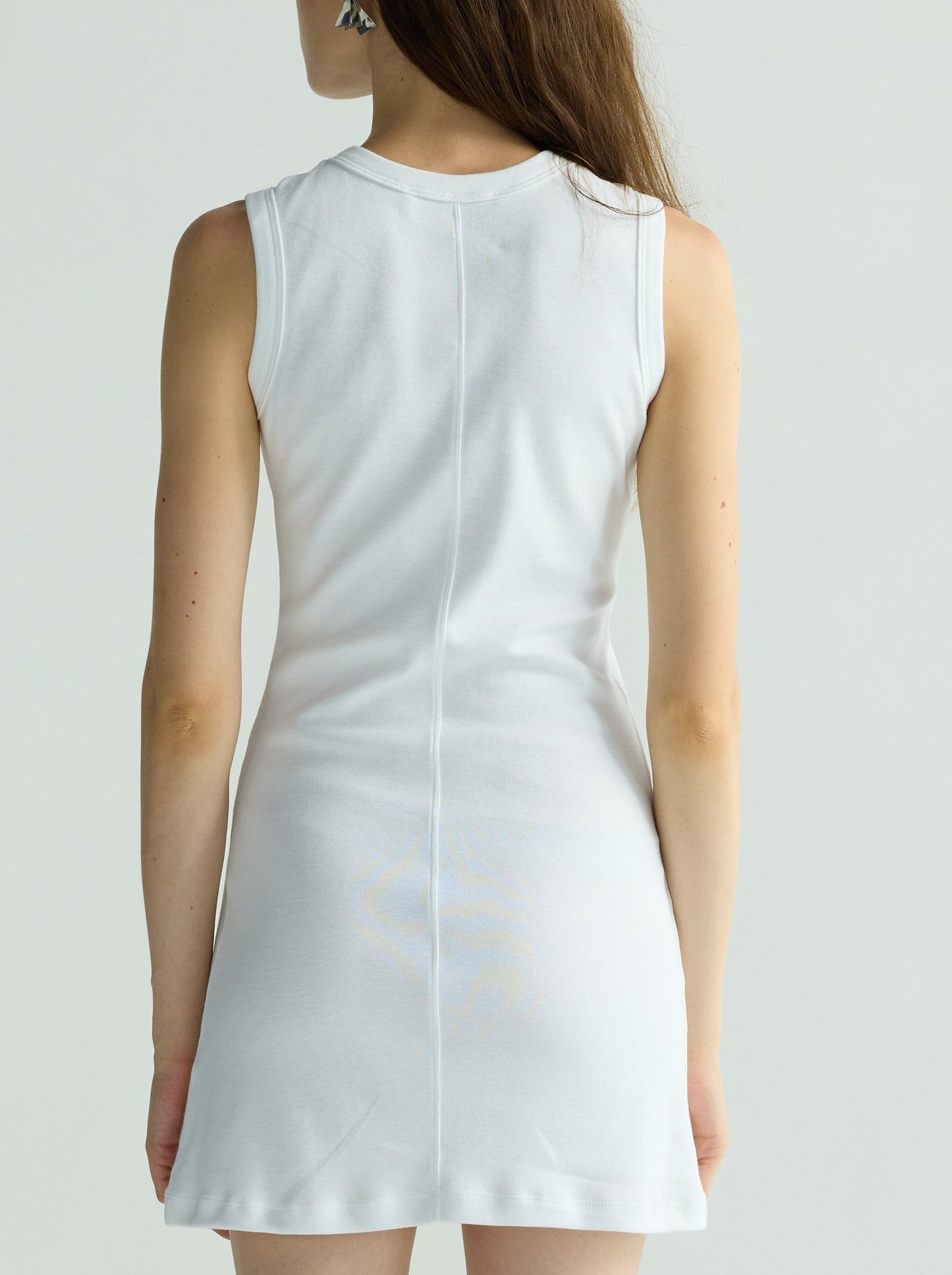 Sleeveless classic mini dress - White