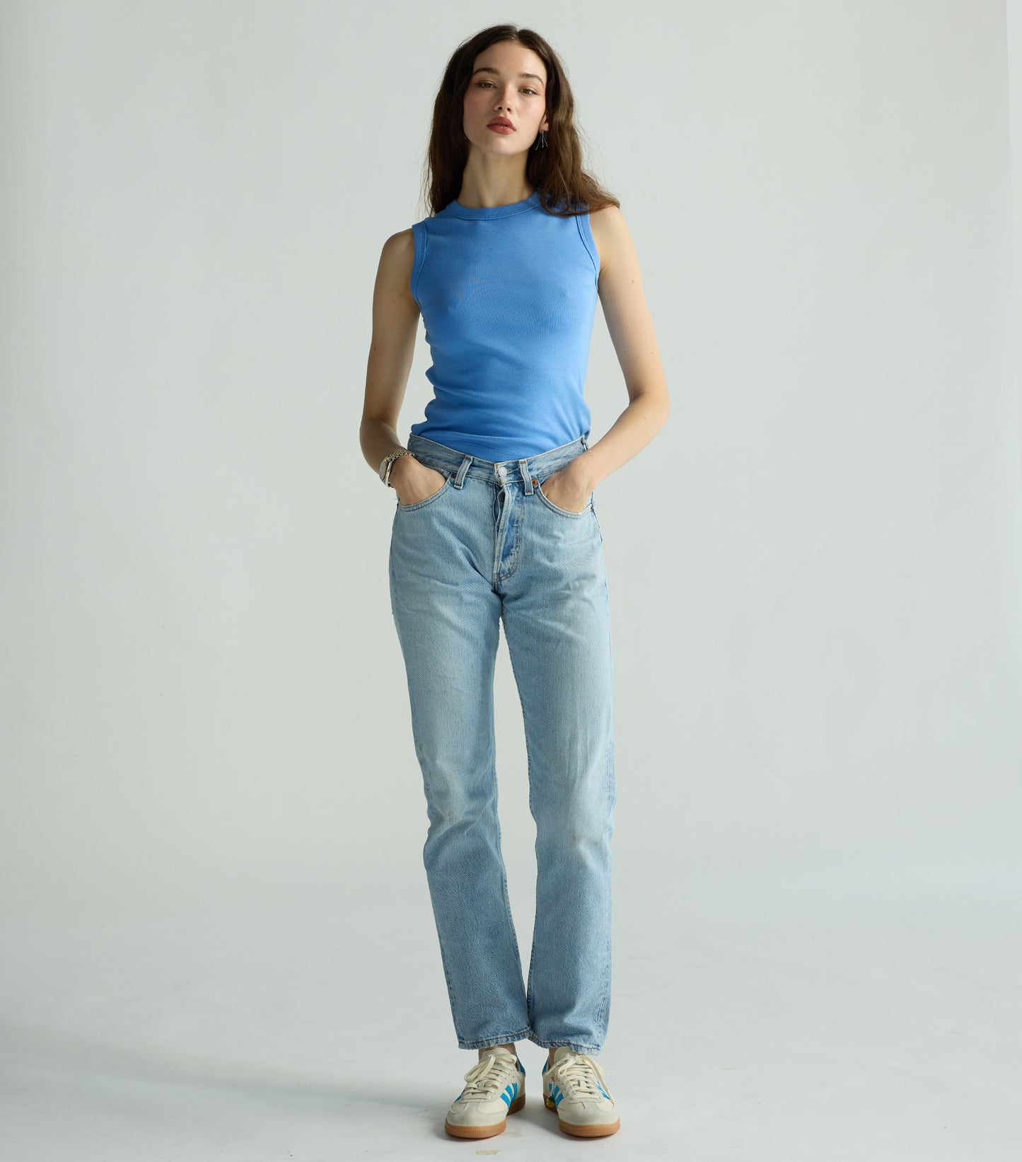 Sleeveless classic tee - Old blue