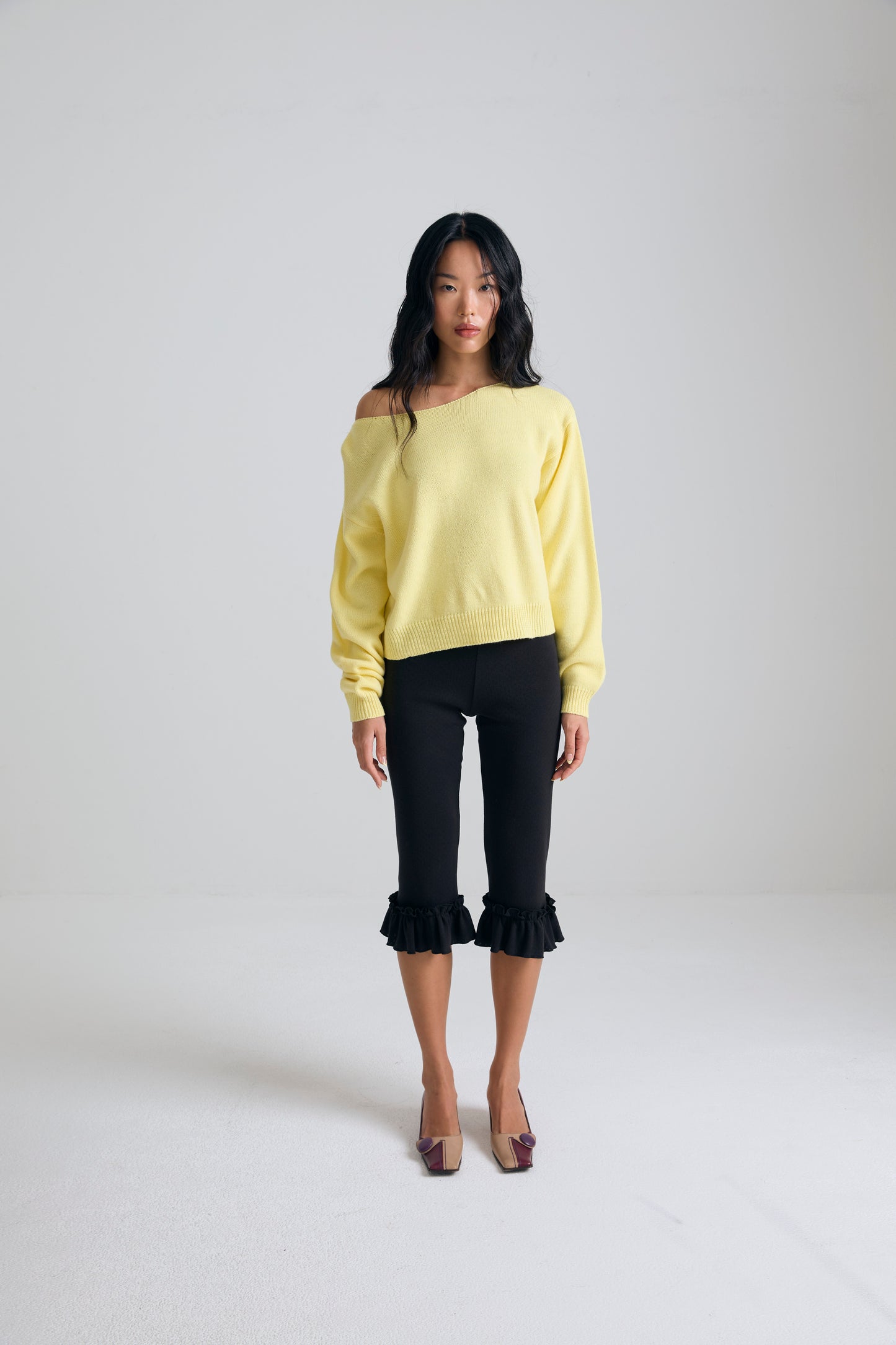 Boatneck Knit crop Top - butter yellow