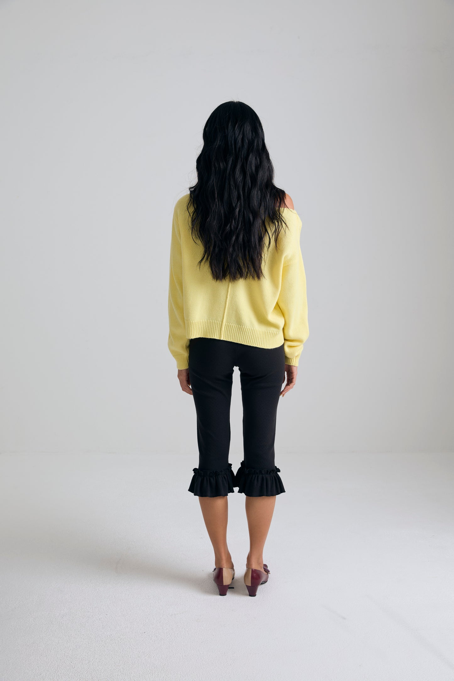 Boatneck Knit crop Top - butter yellow