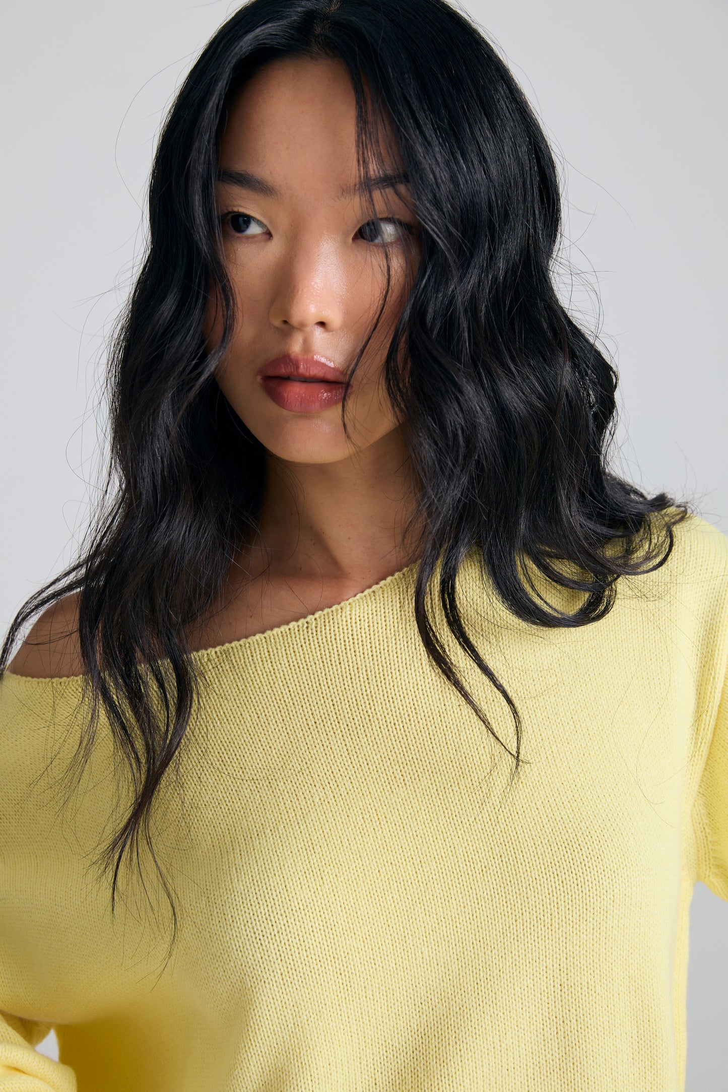 Boatneck Knit crop Top - butter yellow