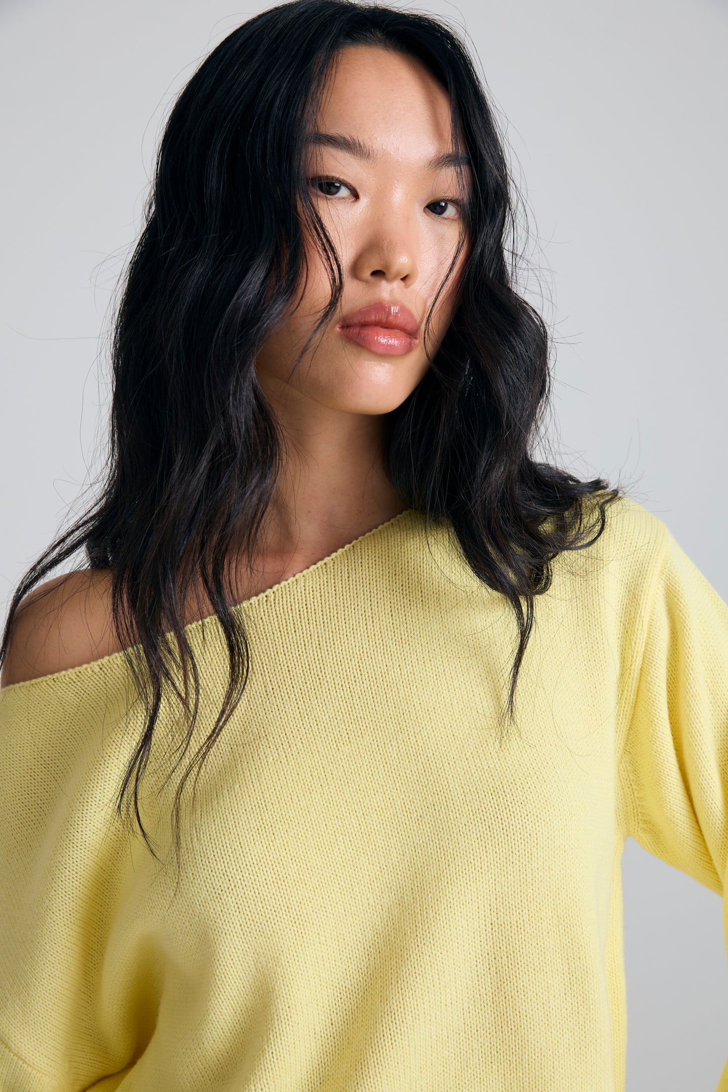 Boatneck Knit crop Top - butter yellow