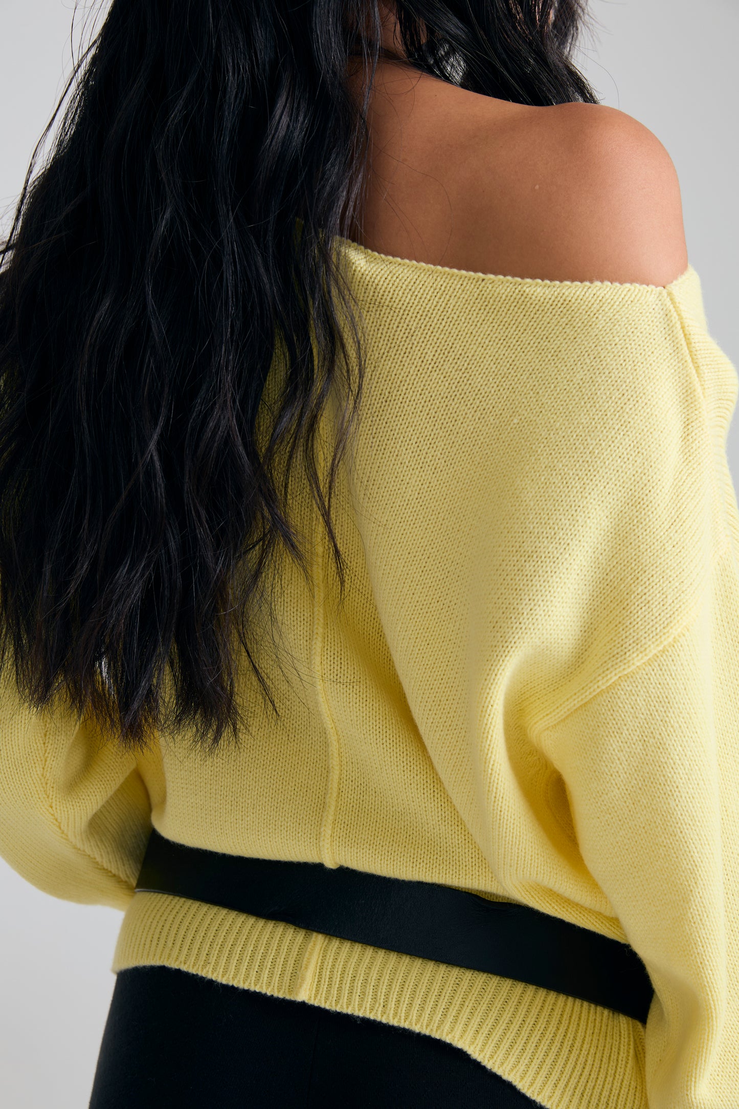Boatneck Knit crop Top - butter yellow