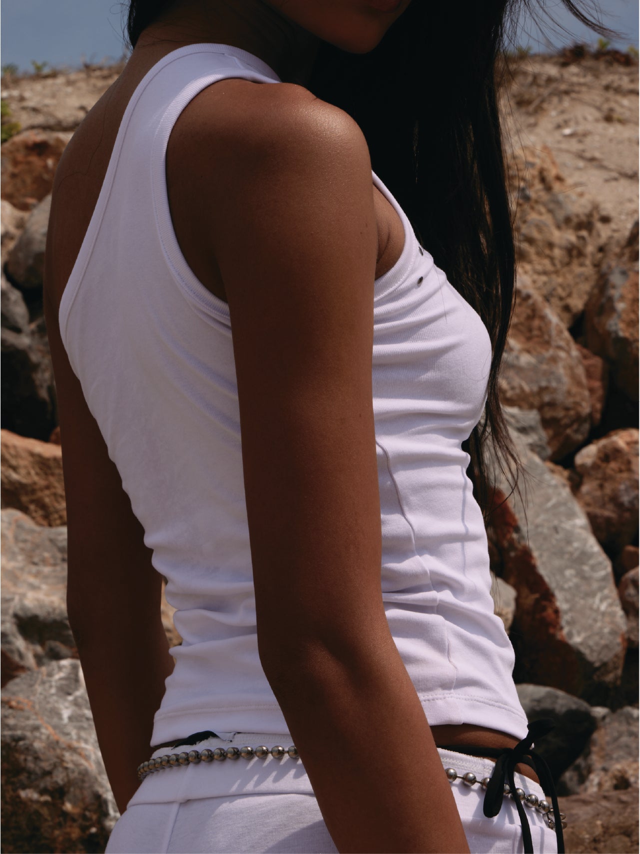 70s one shoulder top - Sea salt