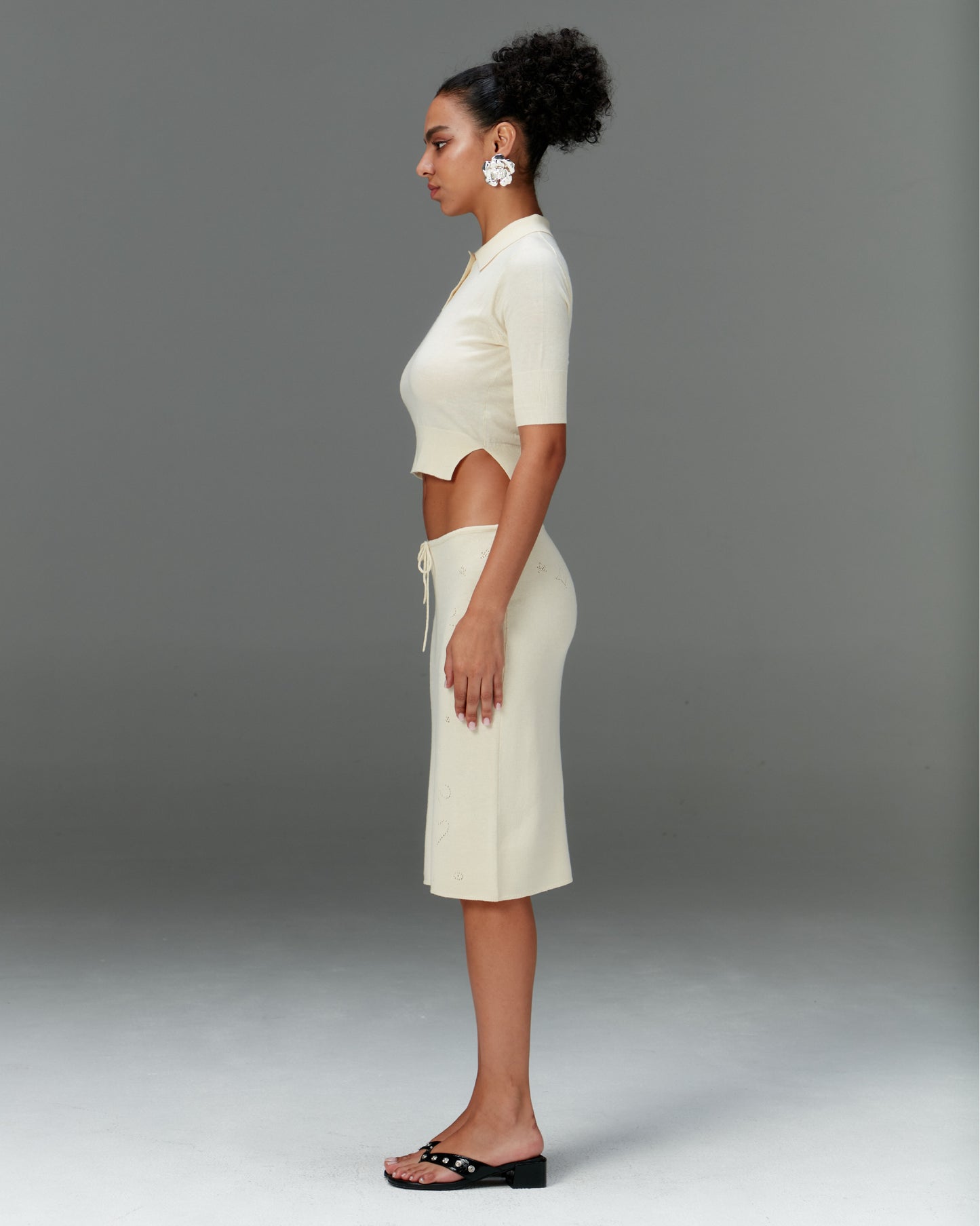 Knit Midi Skirt with Emoji Cut-Outs - Hoshi