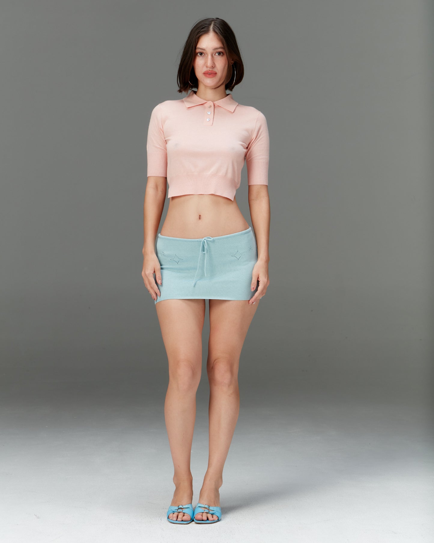 Knit Mini Skirt with Emoji Cut-Outs - Sora