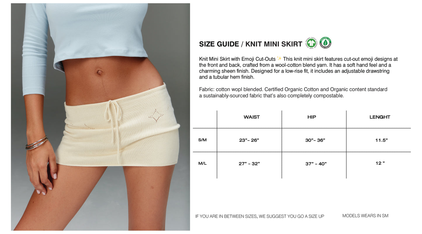 Knit Mini Skirt with Emoji Cut-Outs - Sora
