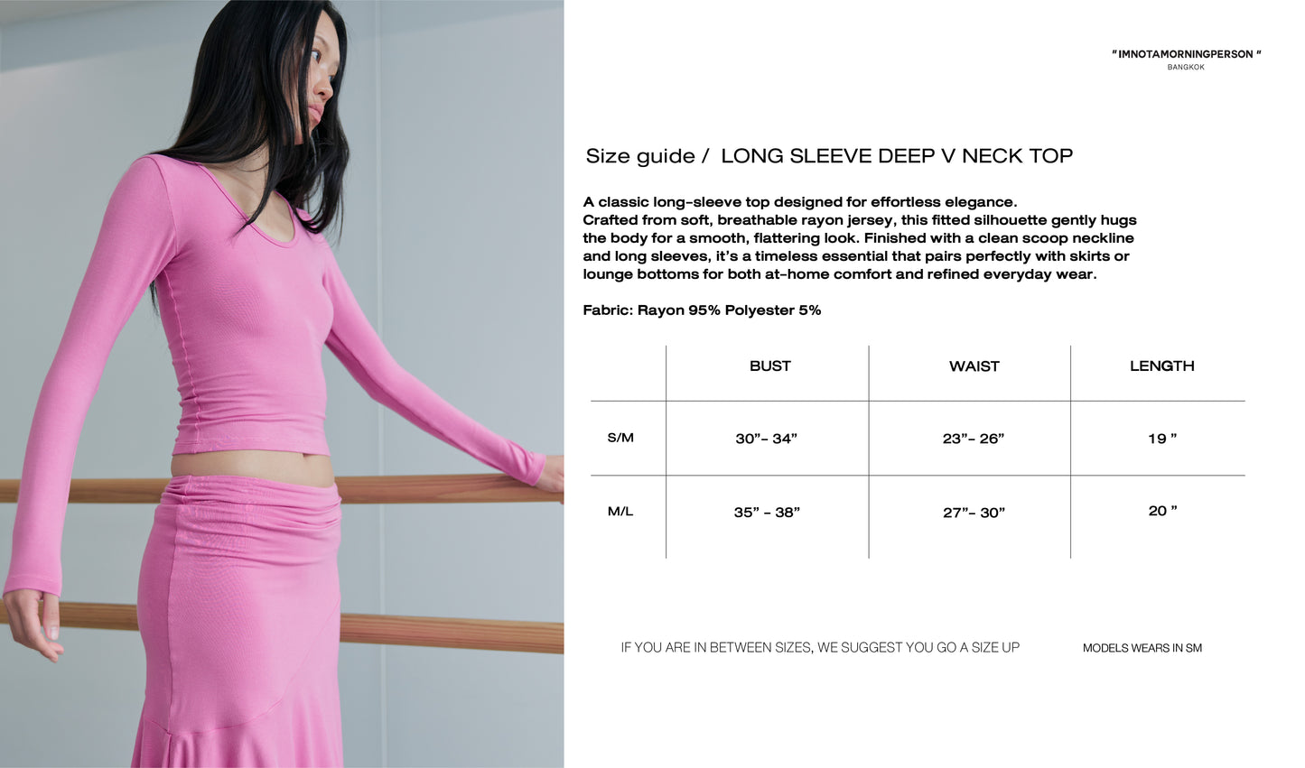 LONG SLEEVE DEEP V NECK TOP - CLAY PINK