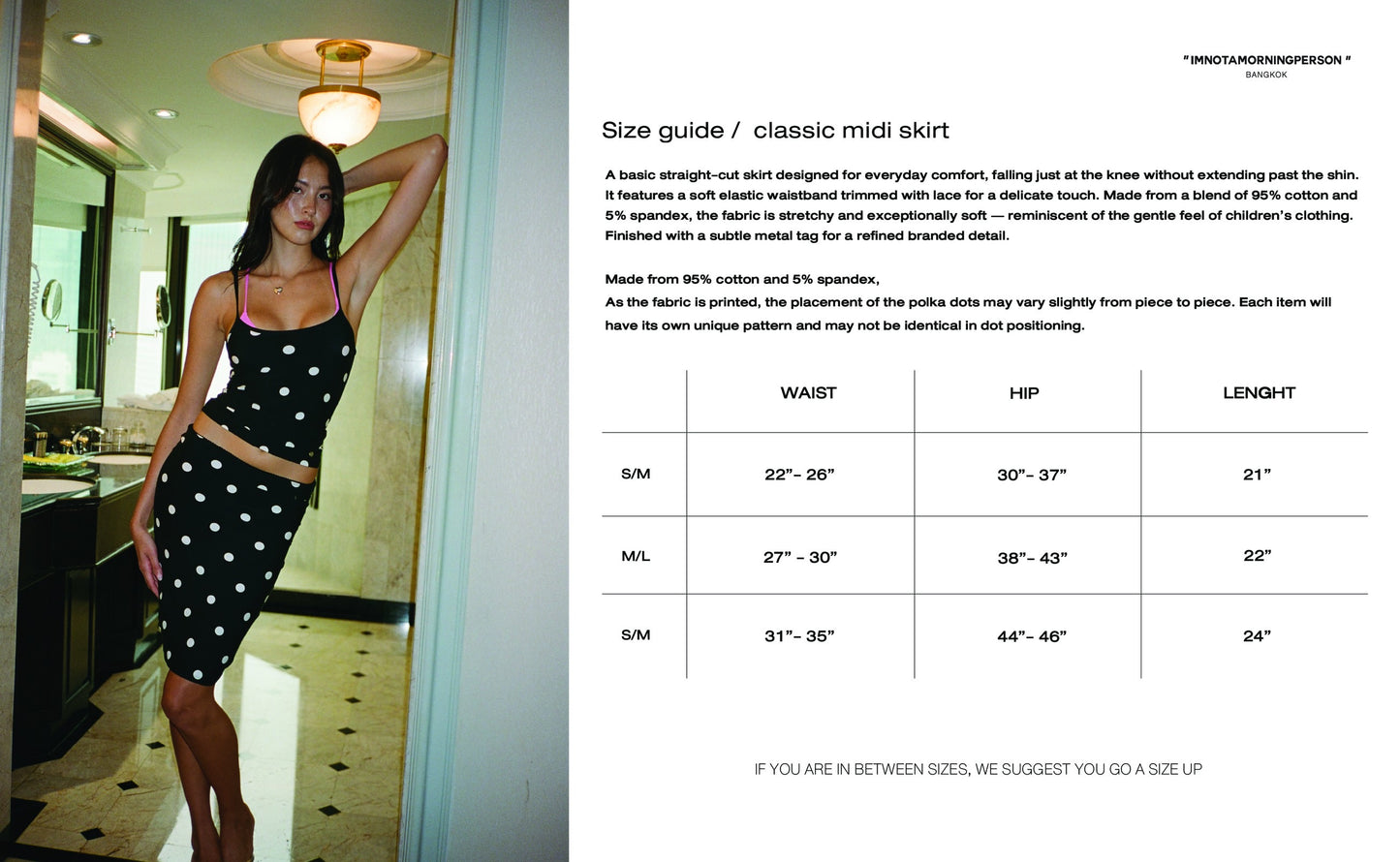 CLASSIC MIDI SKIRT in white polka dot