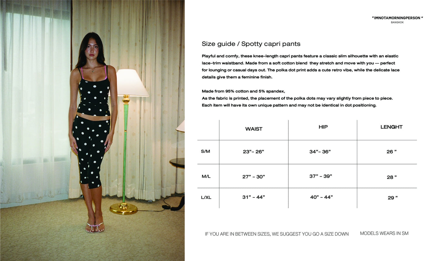 Spotty Capri pants in Black Polka dot