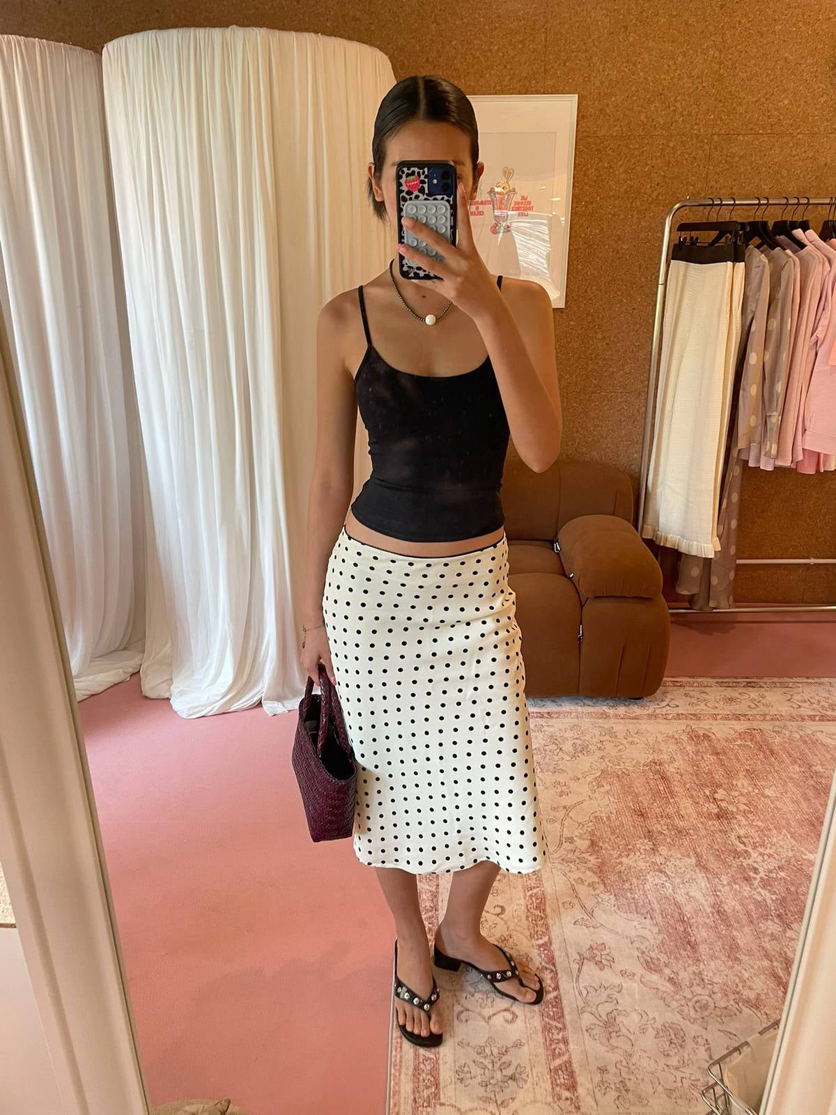 Sweet skirt midi length - polka dot in cream (pre-order 25 days)