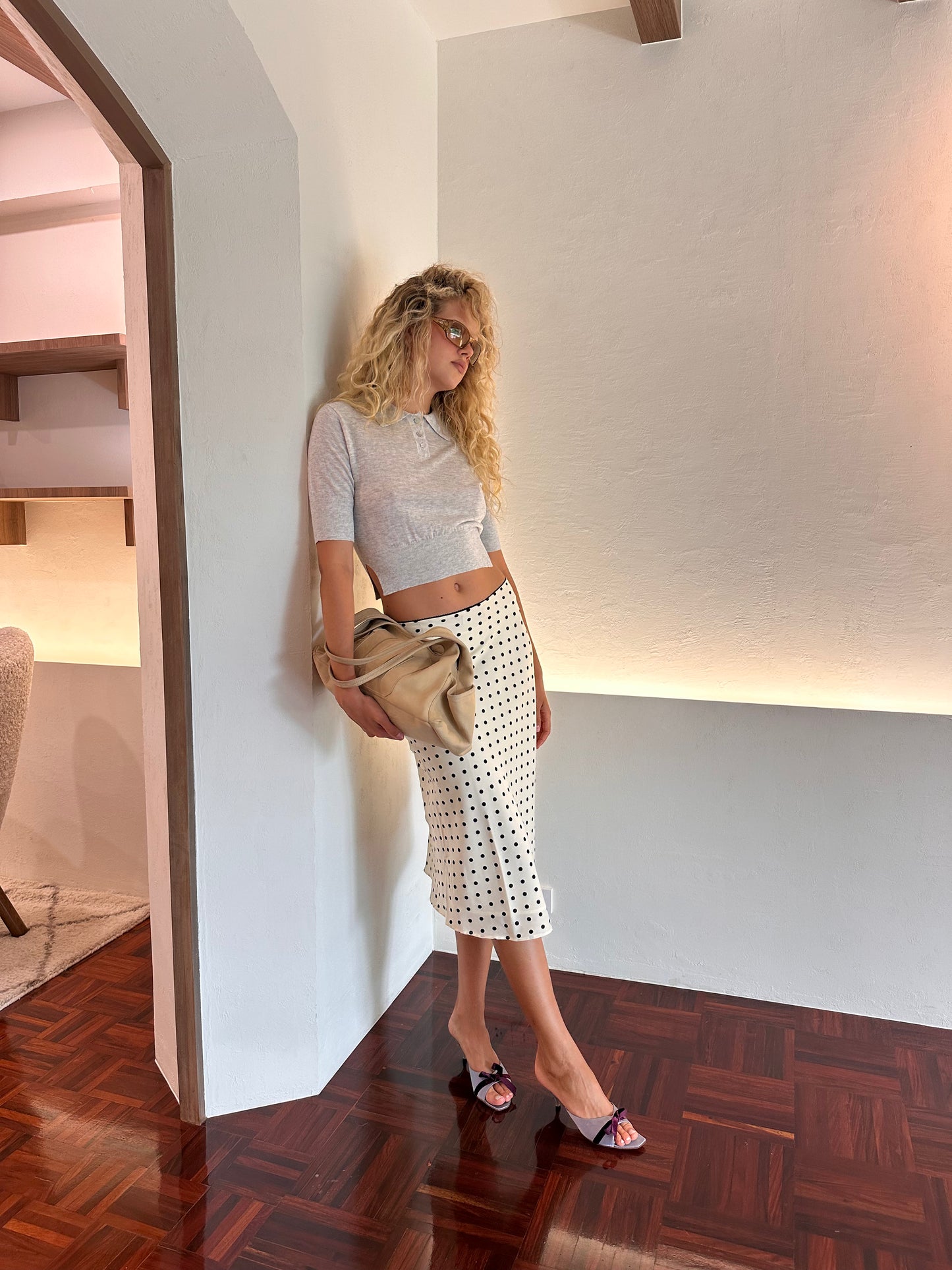 Sweet skirt midi length - polka dot in cream (pre-order 25 days)