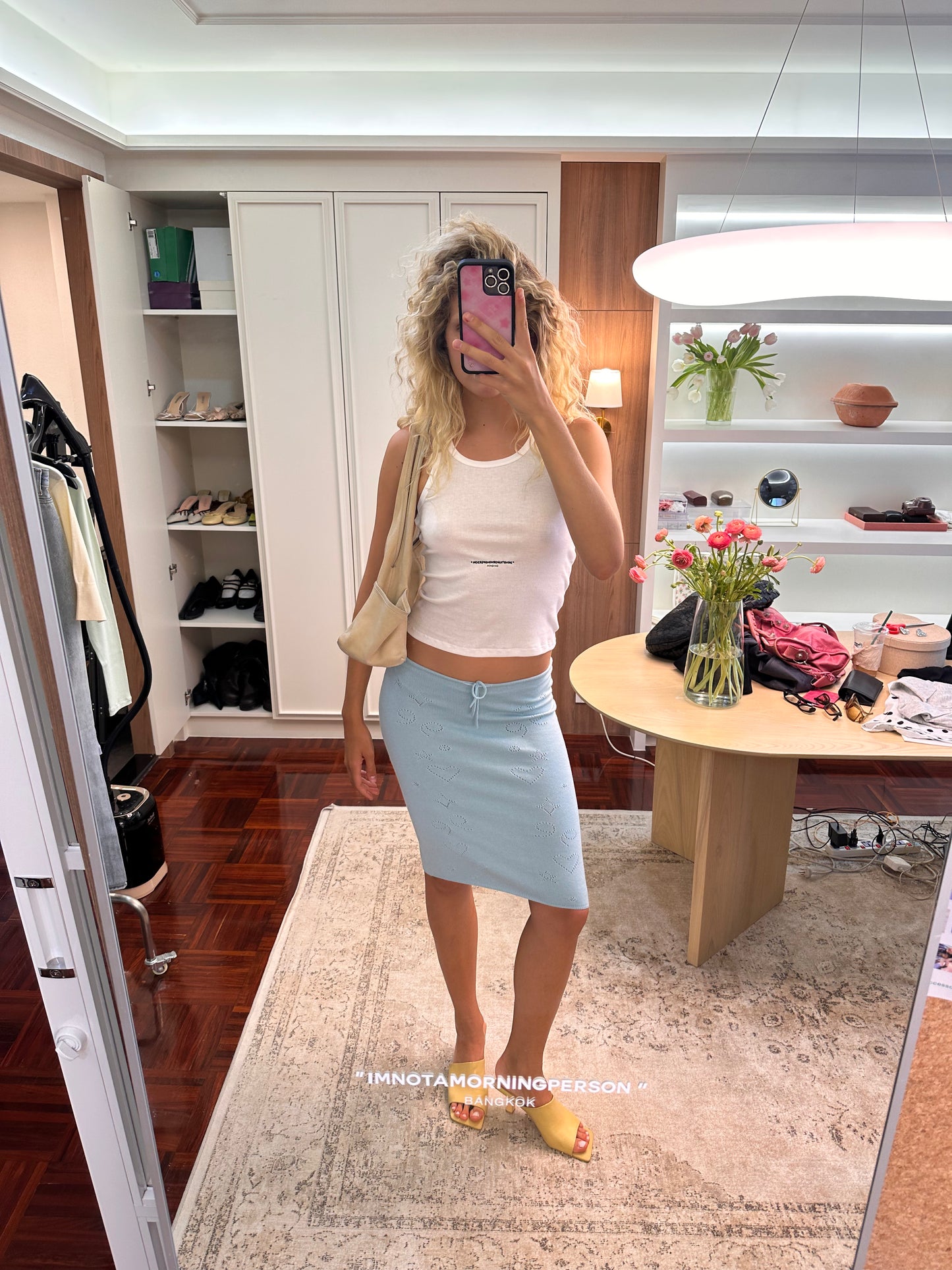 Knit Midi Skirt with Emoji Cut-Outs - Sora