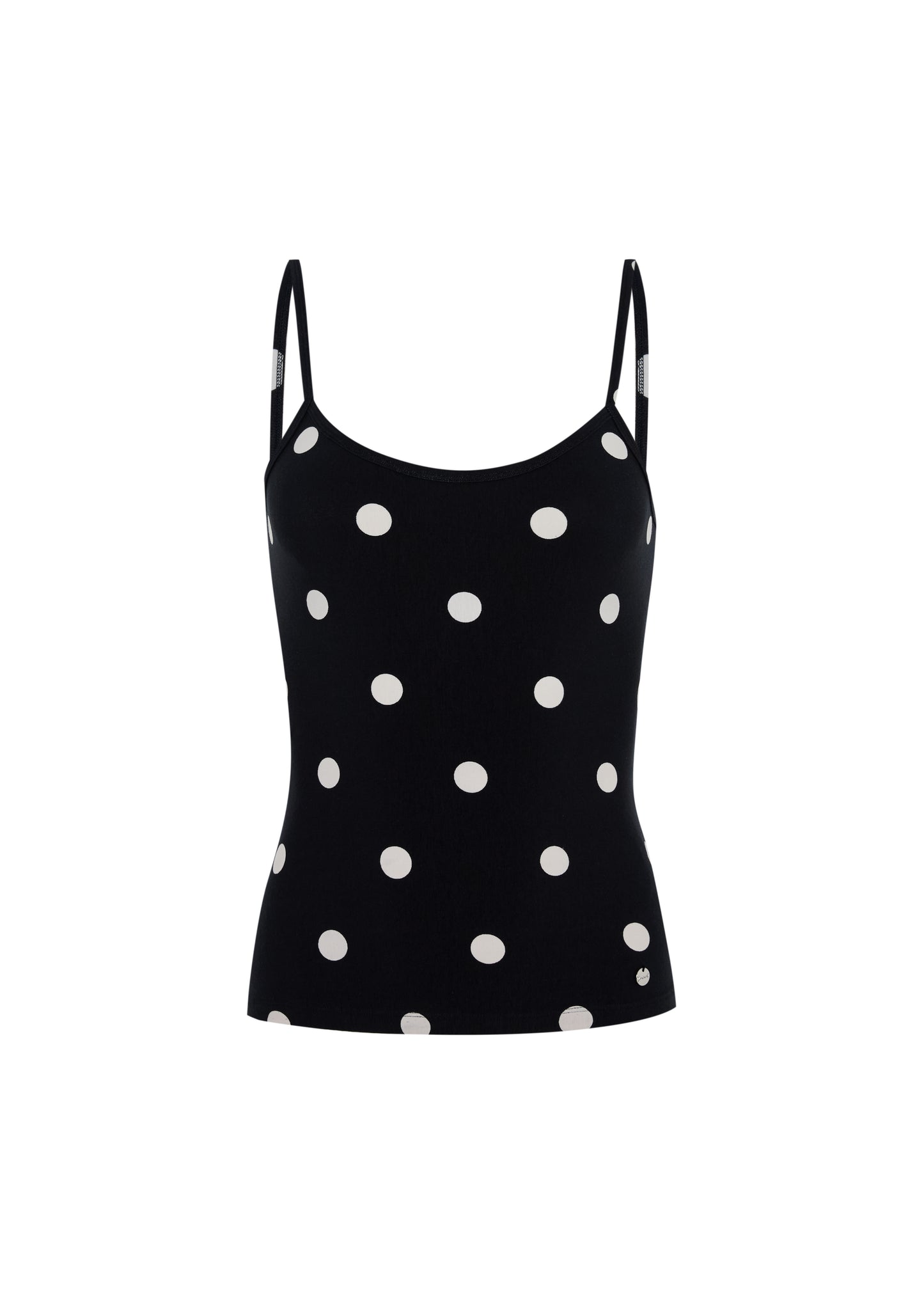 IMNOT BASIC SUPER SOFT CAMI TOP IN BLACK POLKA DOT