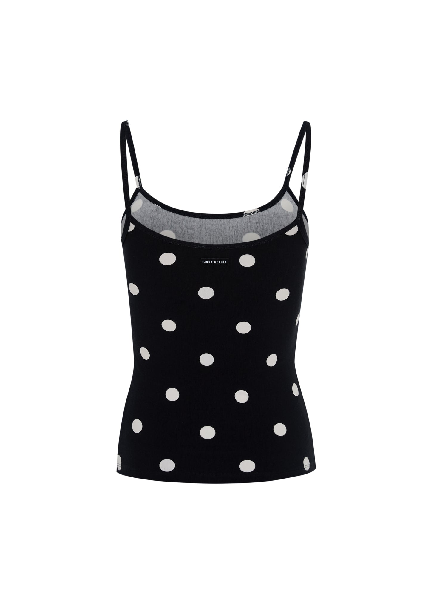 IMNOT BASIC SUPER SOFT CAMI TOP IN BLACK POLKA DOT