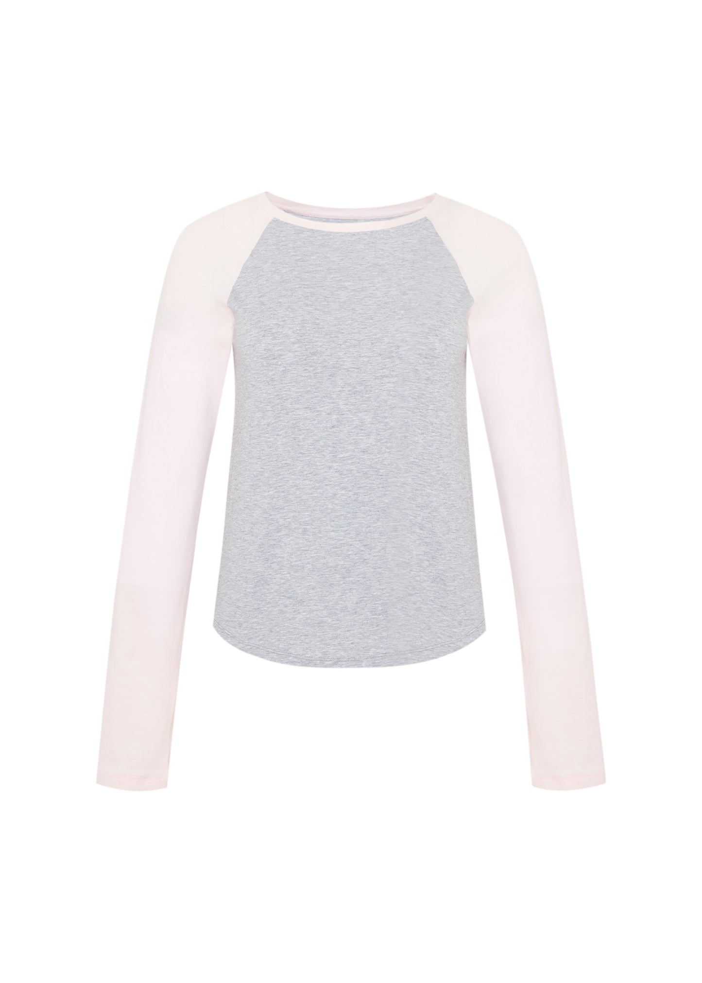 basic raglan long-sleeve tee - pink / gray