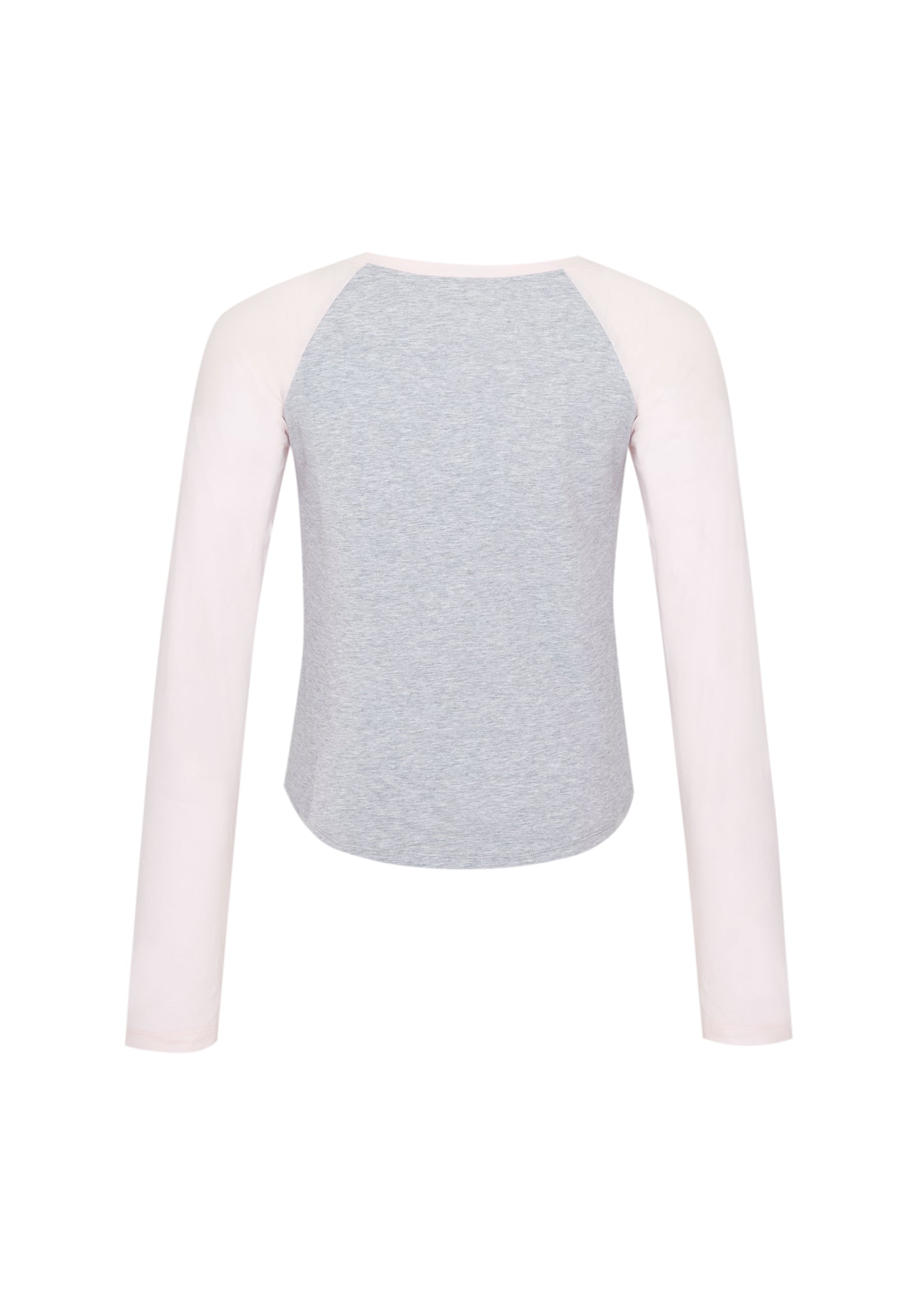 basic raglan long-sleeve tee - pink / gray