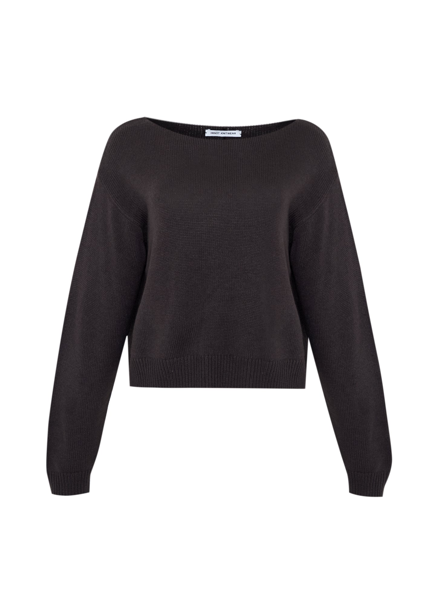 Boatneck Knit crop Top - charcoal