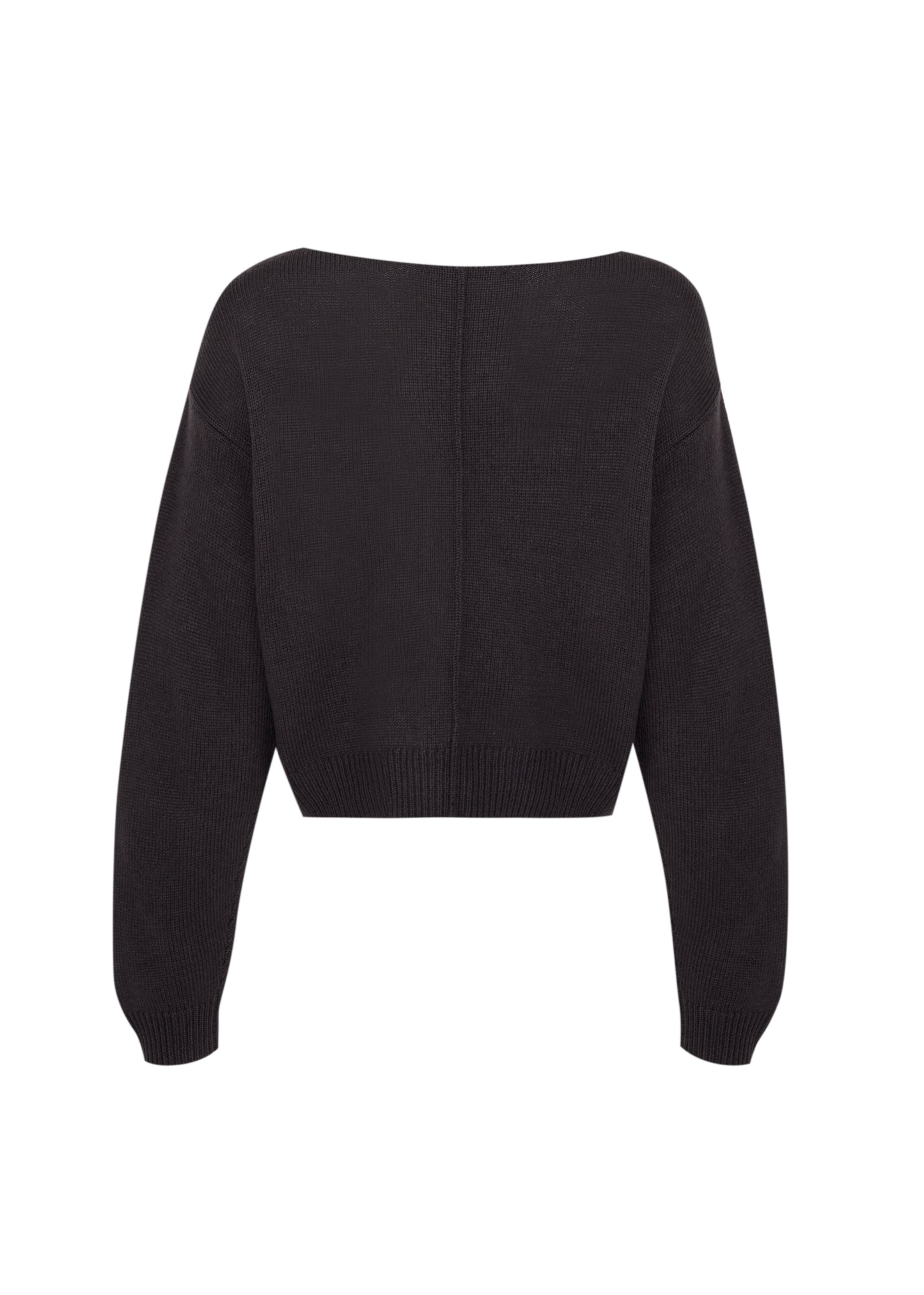 Boatneck Knit crop Top - charcoal