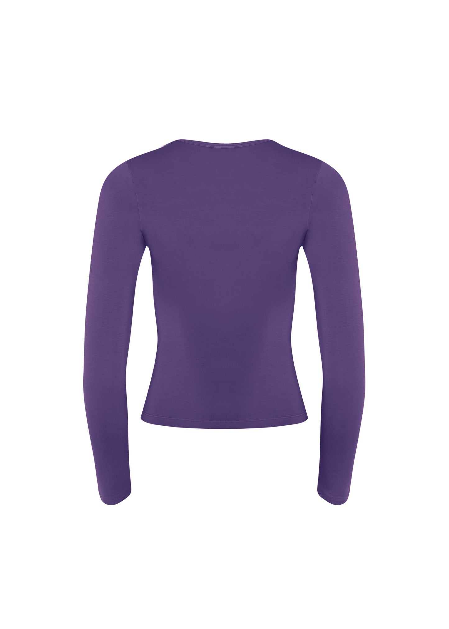 LONG SLEEVE DEEP V NECK TOP - Mangosteen