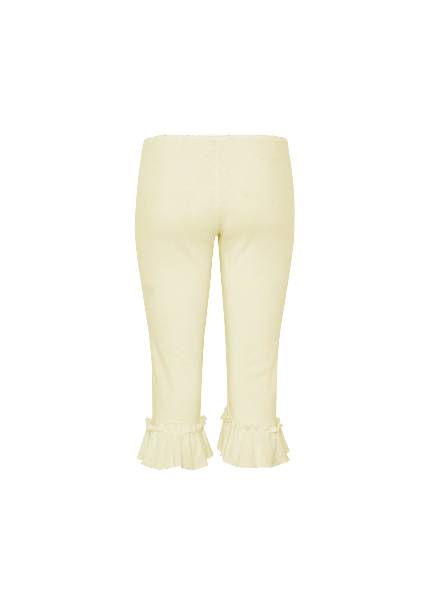 RUFFLE POINTELLE CAPRI PANTS - butter milk