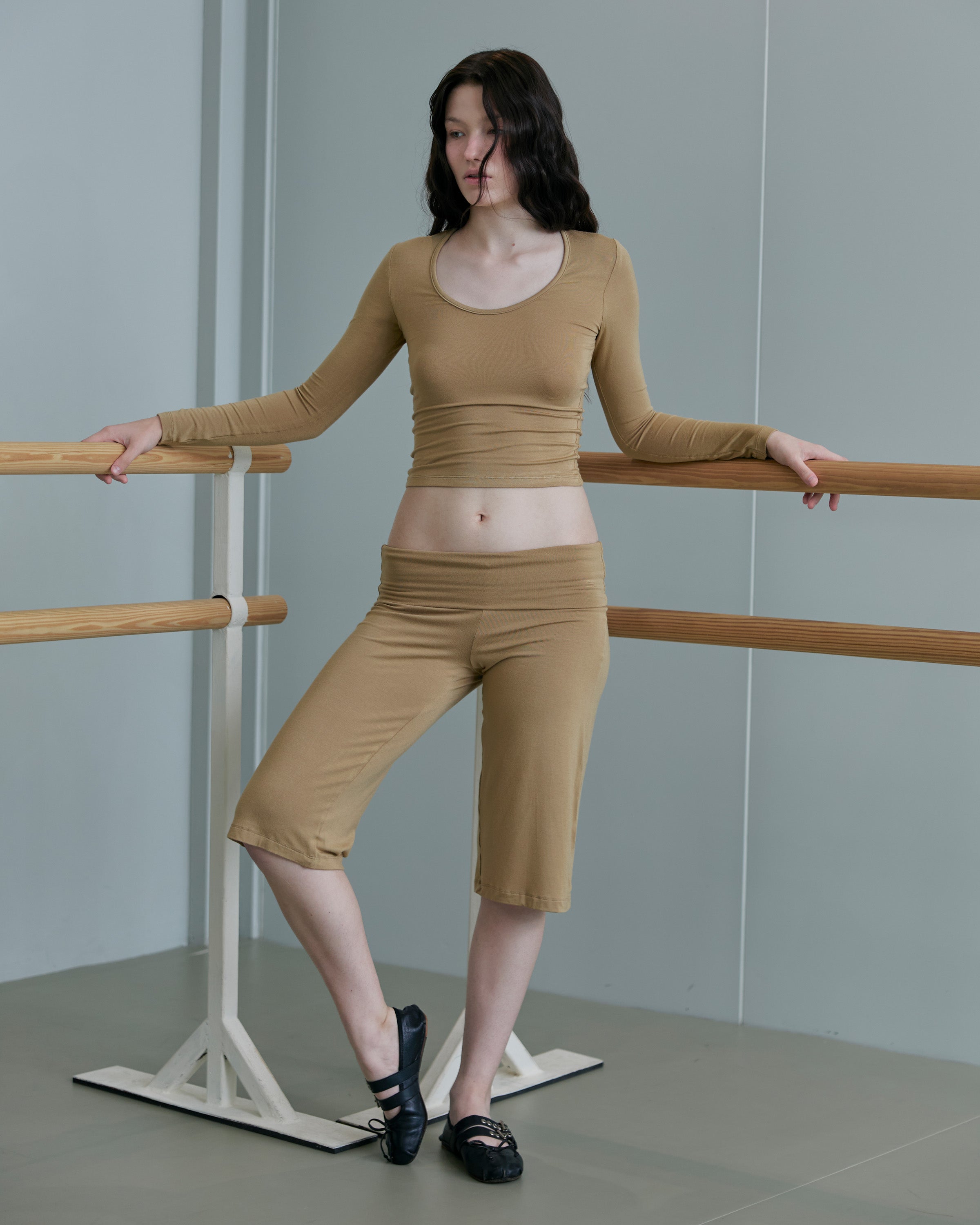 JERSEY FOLDOVER CAPRI PANTS - DRY OAT – IMNOTAMORNINGPERSON