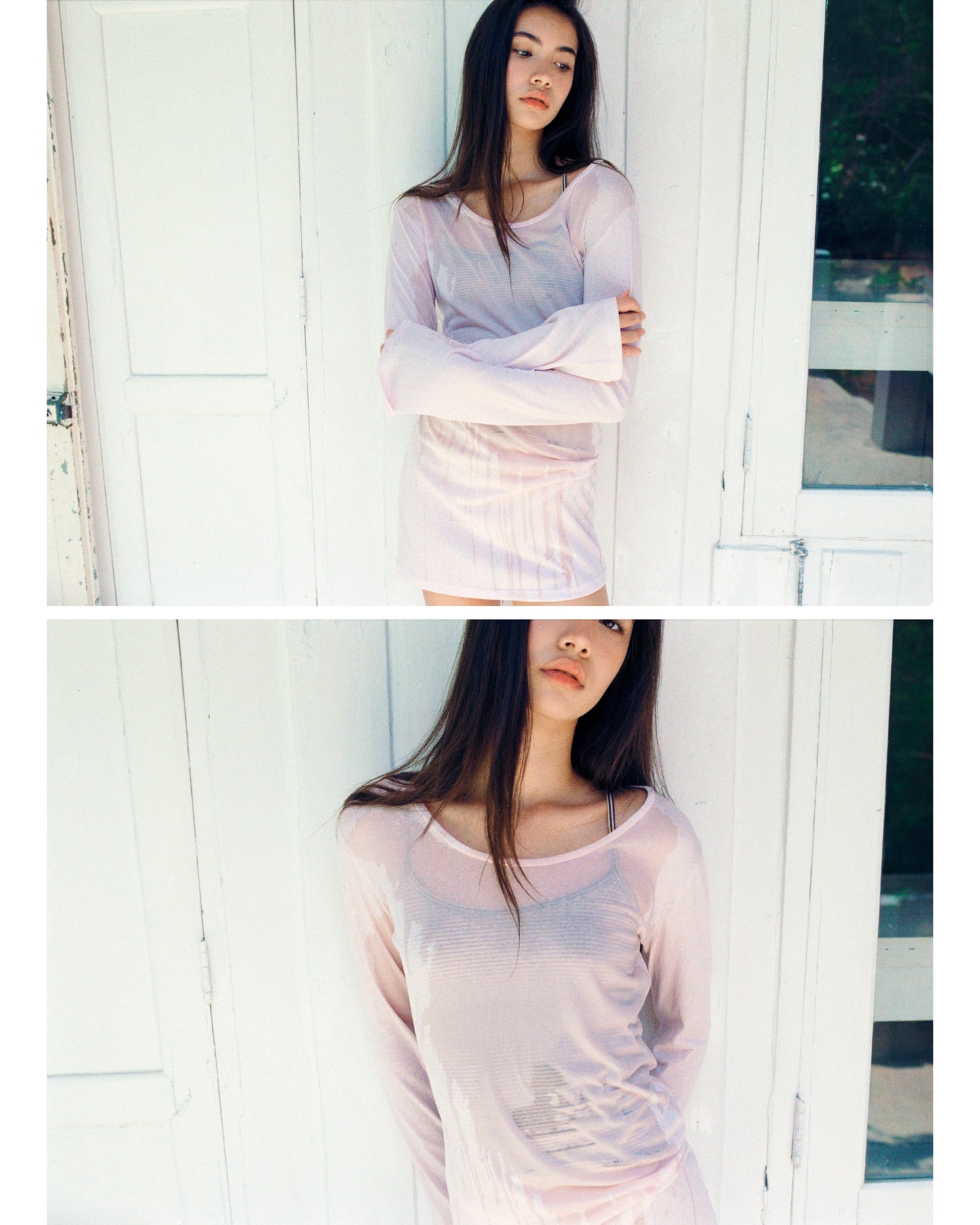 LONG SLEEVE MINI DRESS - PASTEL PINK