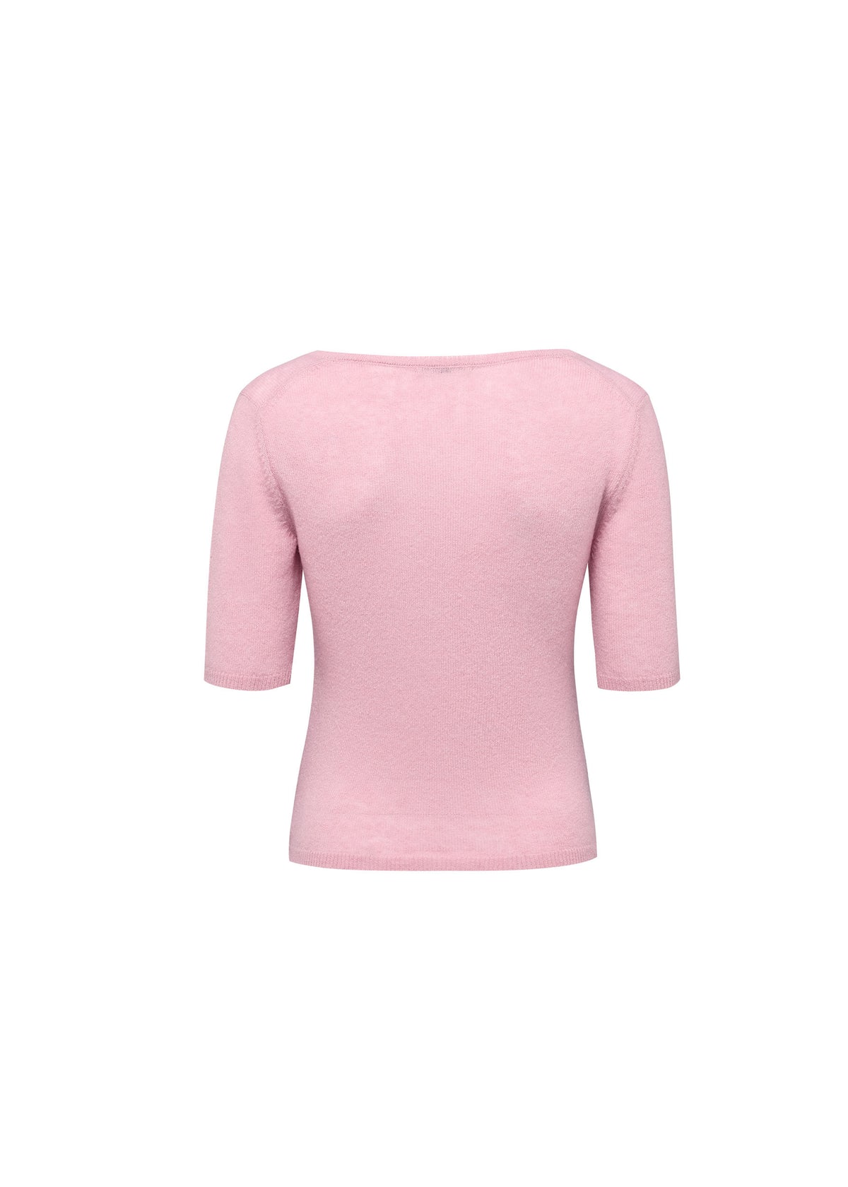 V-neck short-sleeve cardigan with pocket-Ribbon Pink