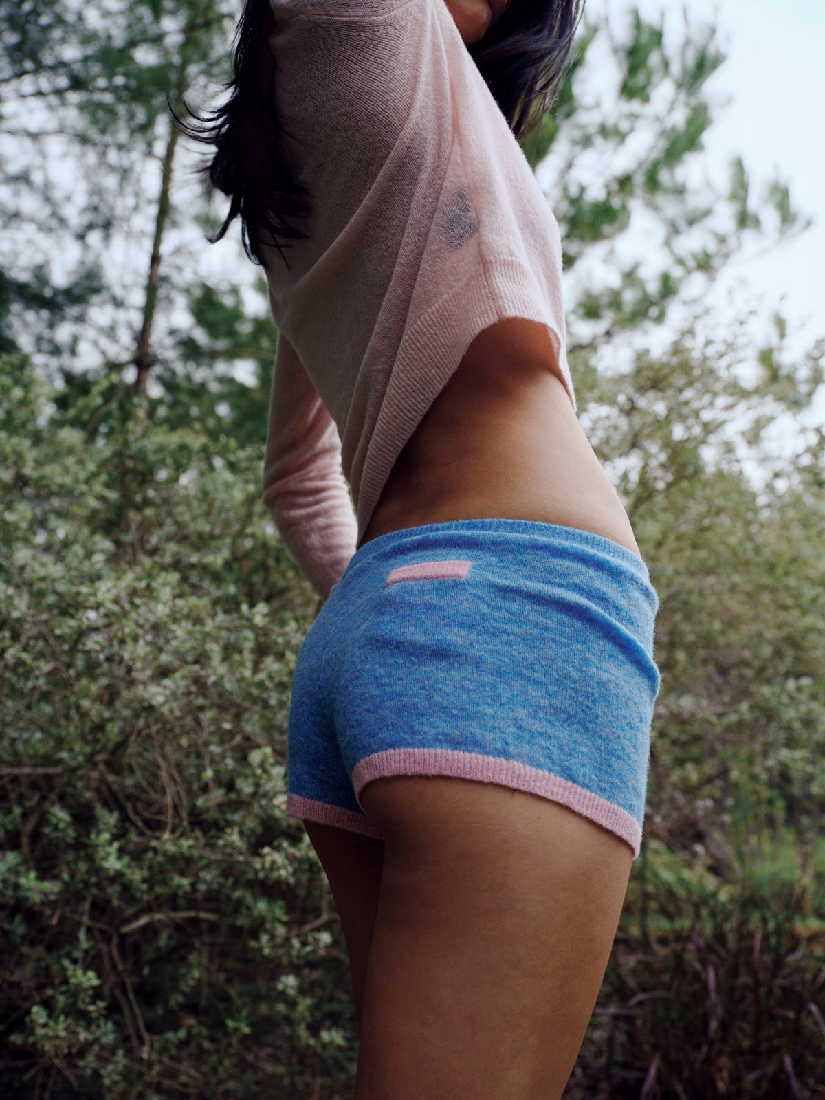 Knit Micro Shorts with Mini Pockets - Magic Blue