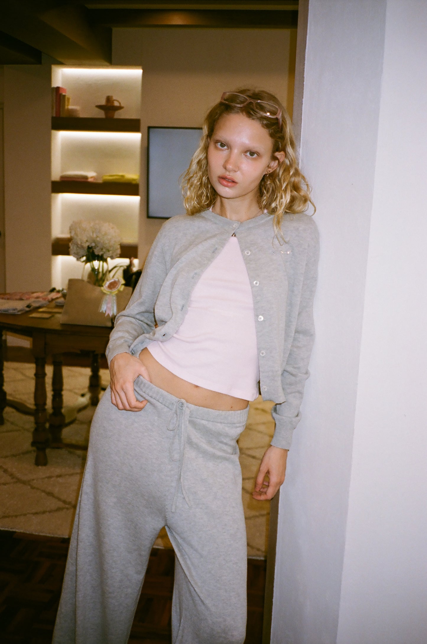 classic cotton cardigan - SOFT GRAY