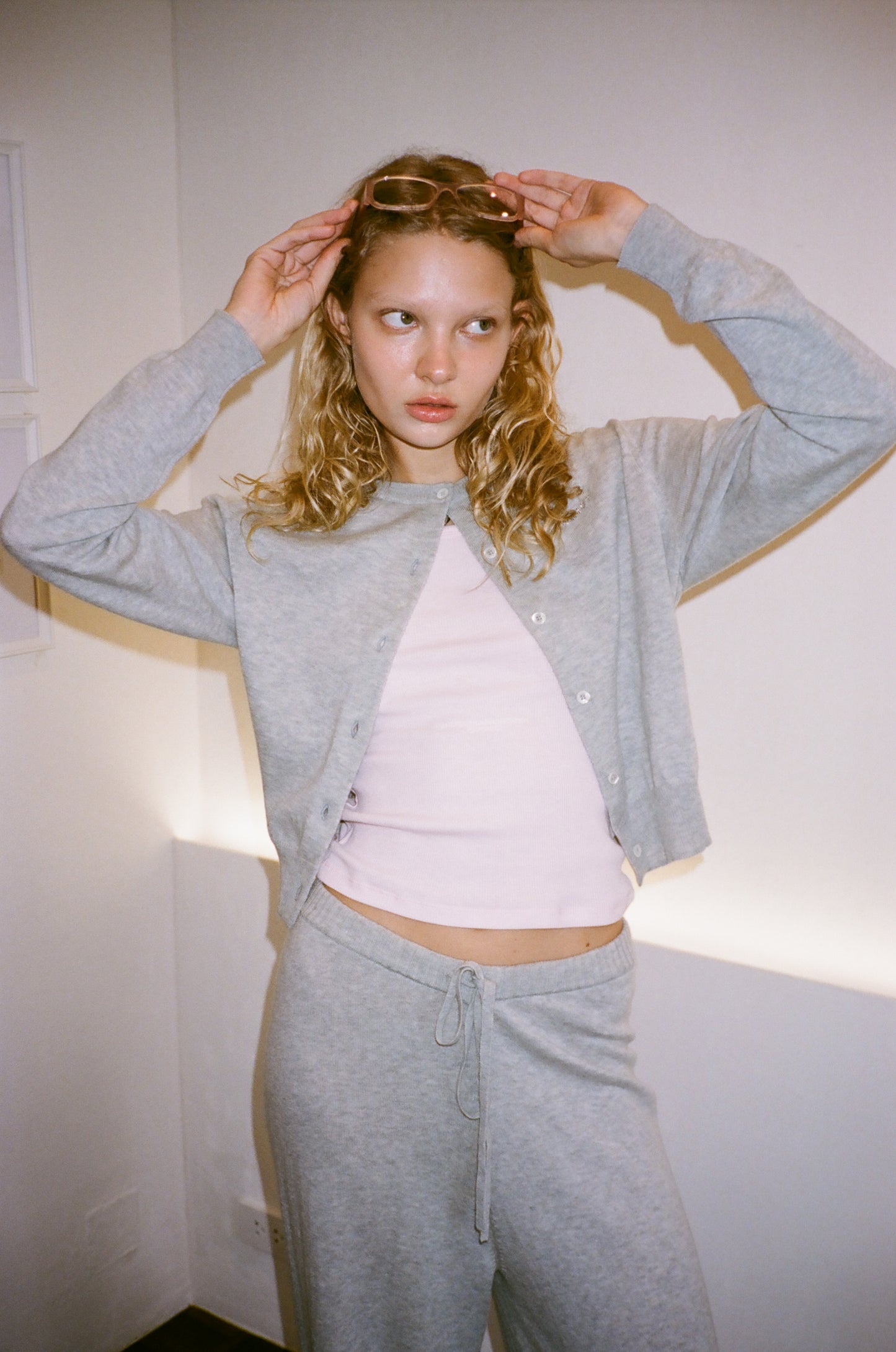 classic cotton cardigan - SOFT GRAY