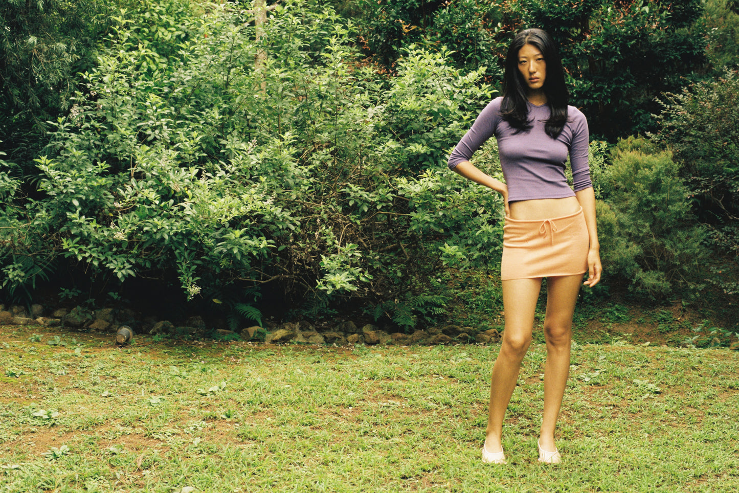 Knit Mini Skirt with Emoji Cut-Outs - Kaki