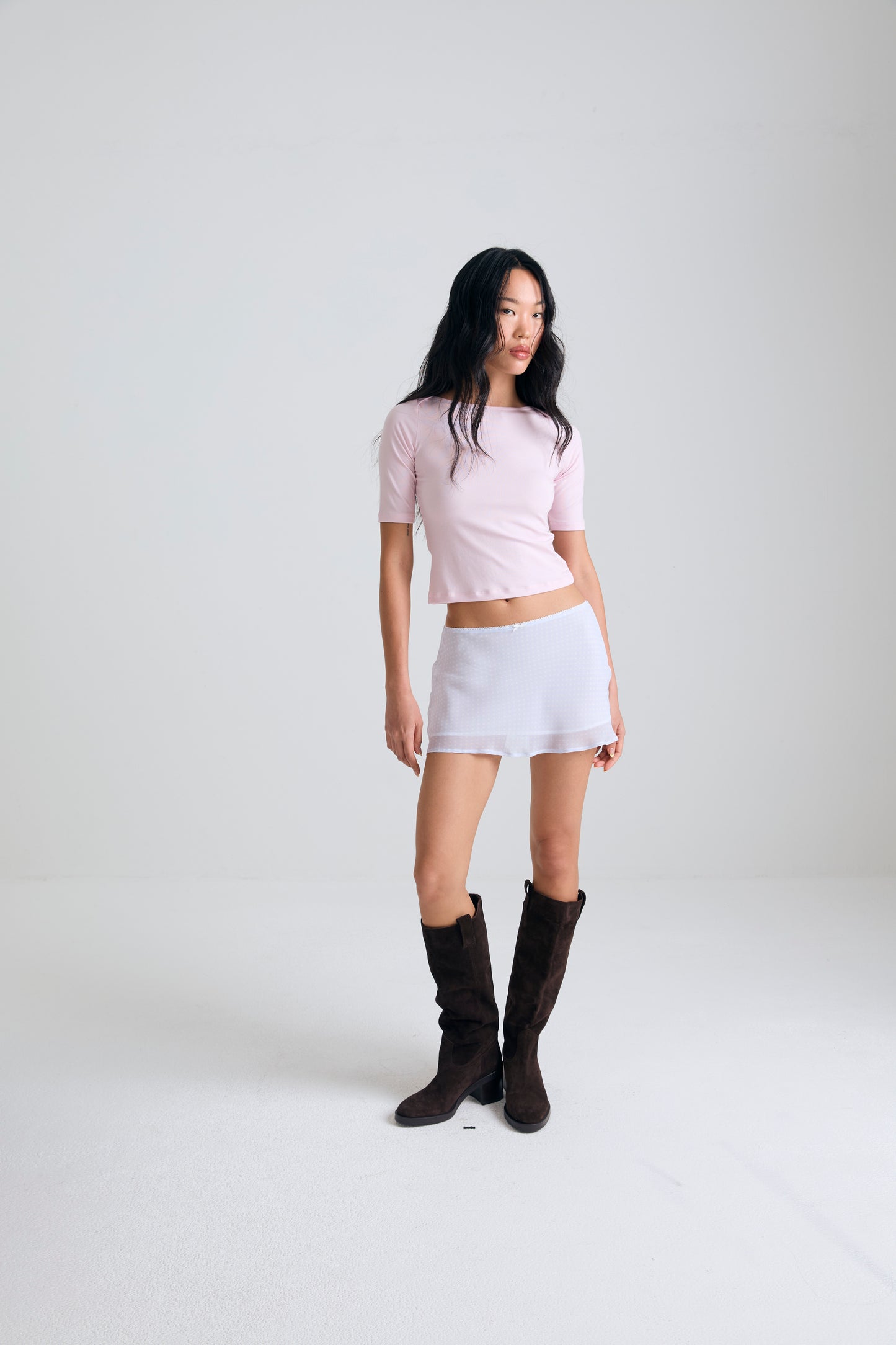 GENTLE ELBOW SLEEVE TOP - GENTLE PINK