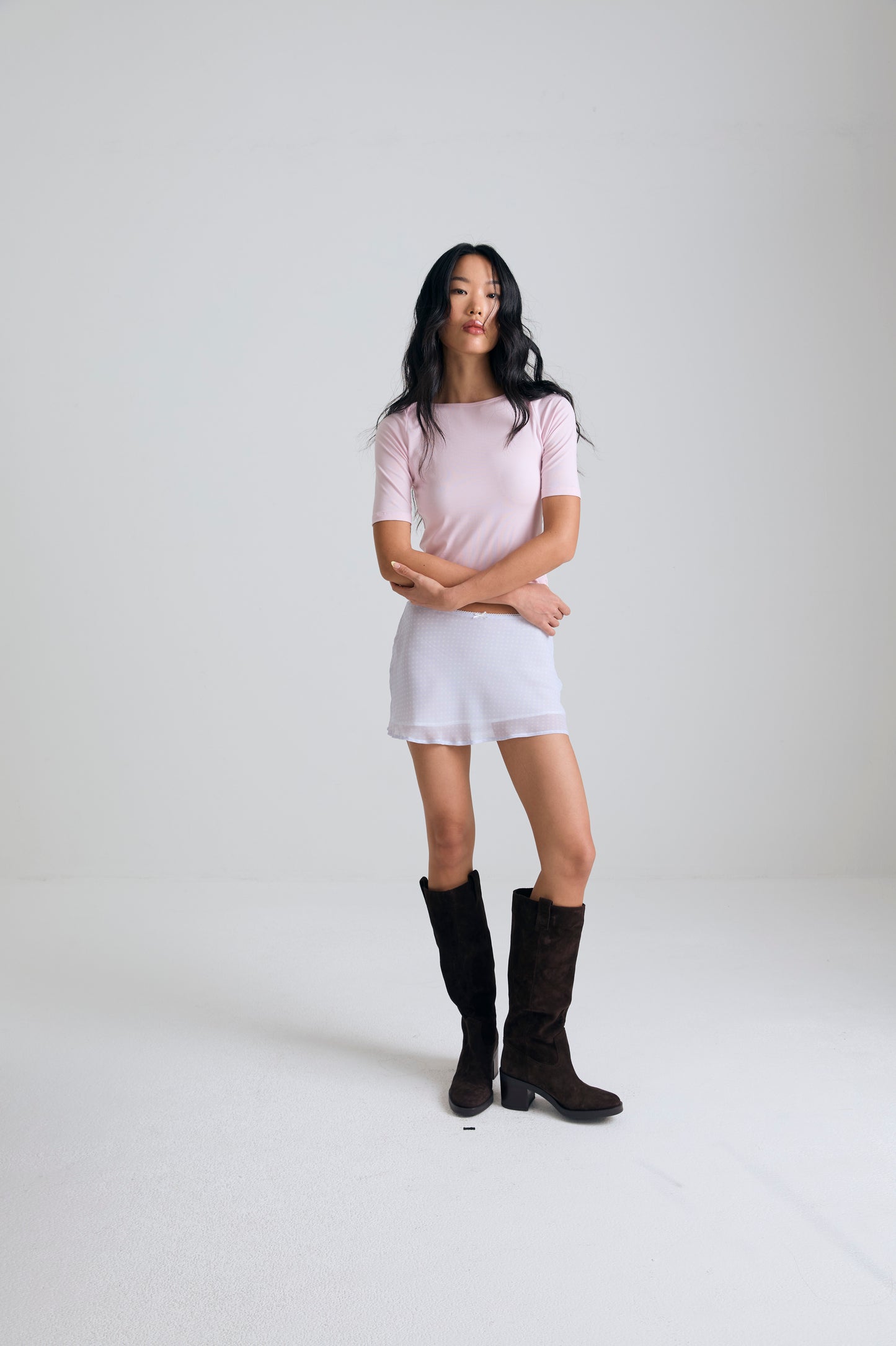 GENTLE ELBOW SLEEVE TOP - GENTLE PINK