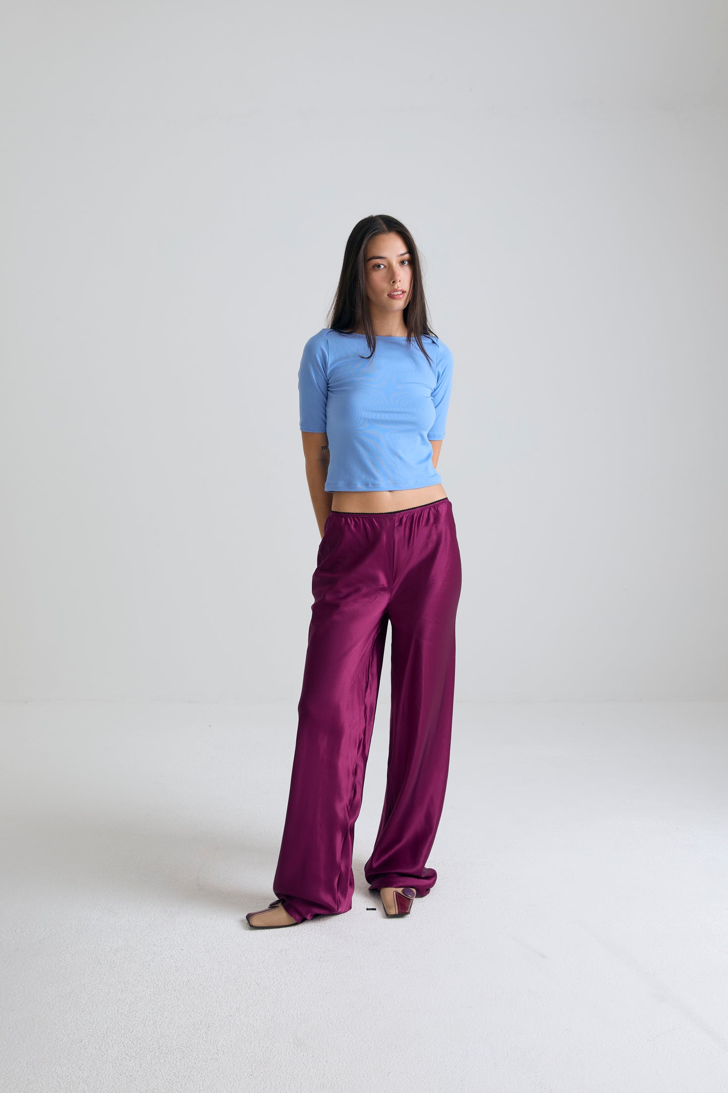 GENTLE ELBOW SLEEVE TOP - FRENCH BLUE