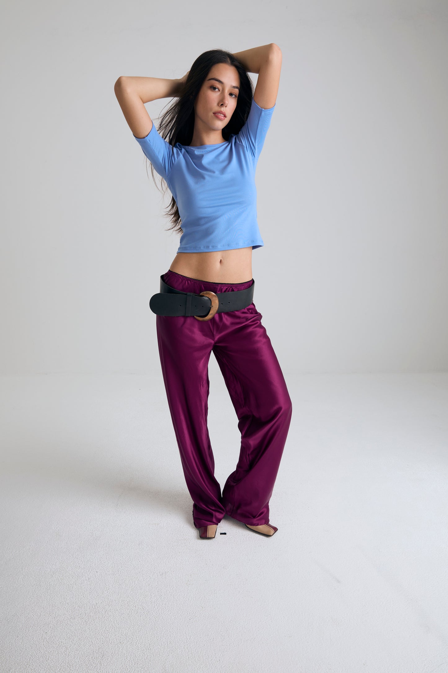 GENTLE ELBOW SLEEVE TOP - FRENCH BLUE