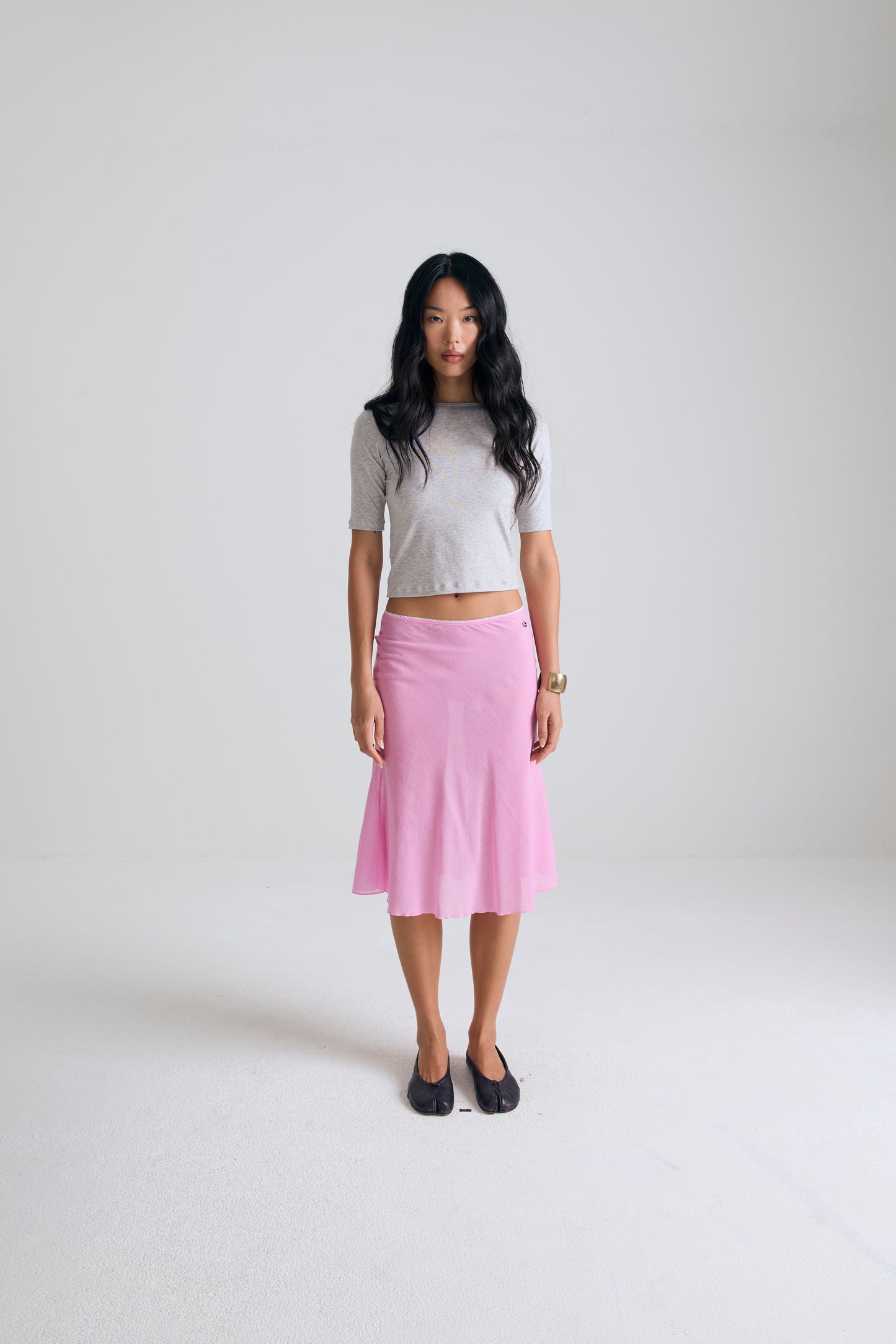 GENTLE ELBOW SLEEVE TOP - HEATHER GRAY