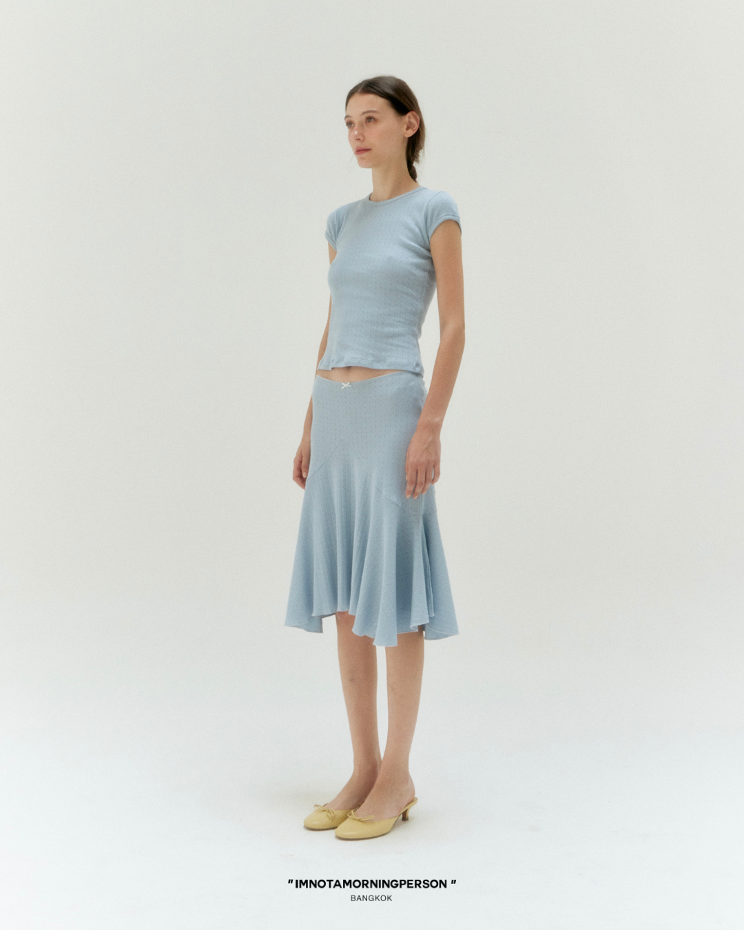 Pointelle Basic Tee - Powder Blue