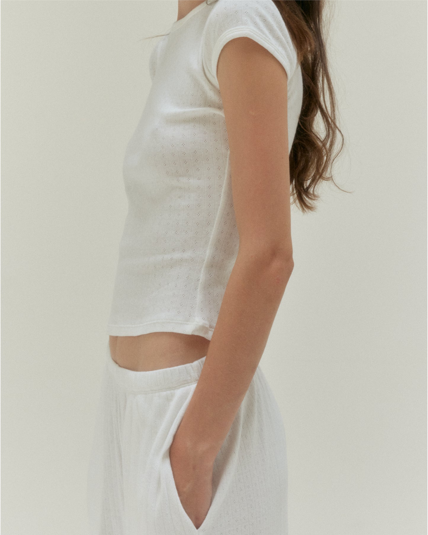 Pointelle Basic Tee - Powder