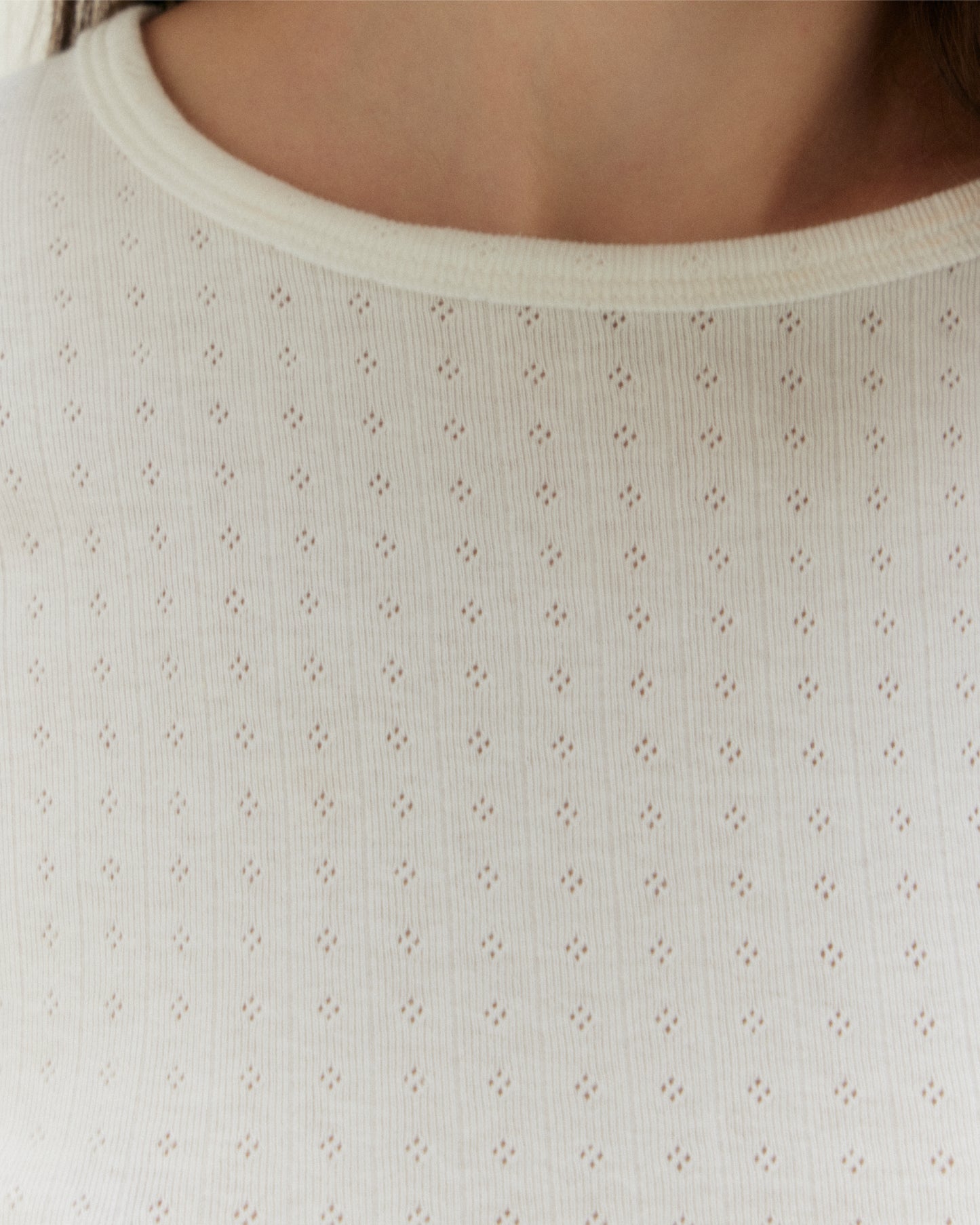 Pointelle Basic Tee - Powder